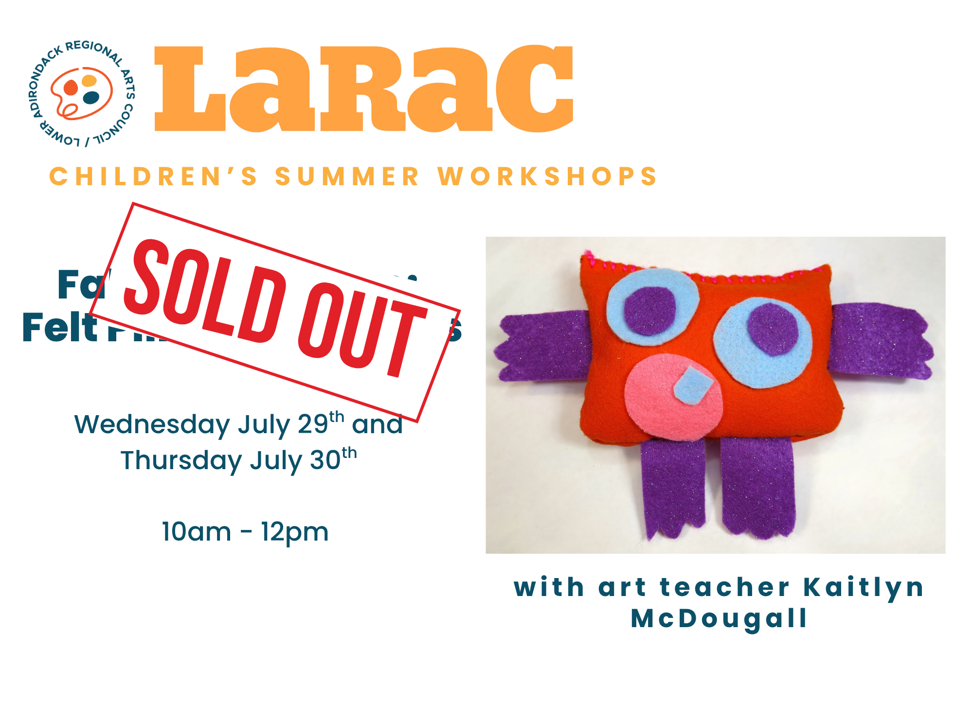 Summer Children's Workshop: Fabric Creations; Felt Pillows & Stuffies!