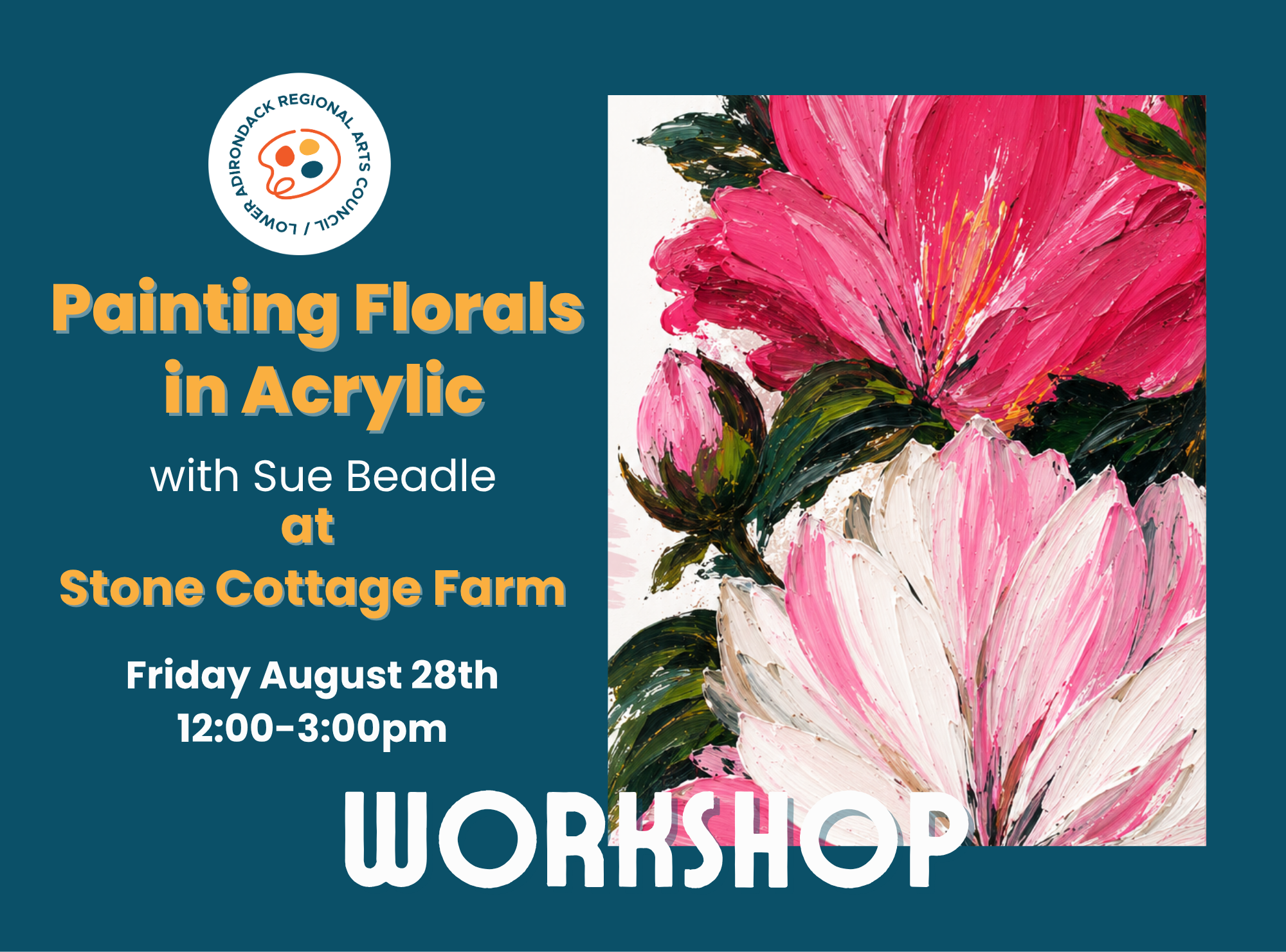 Painting Florals in Acrylic with Sue Beadle, at Stone Cottage Farm