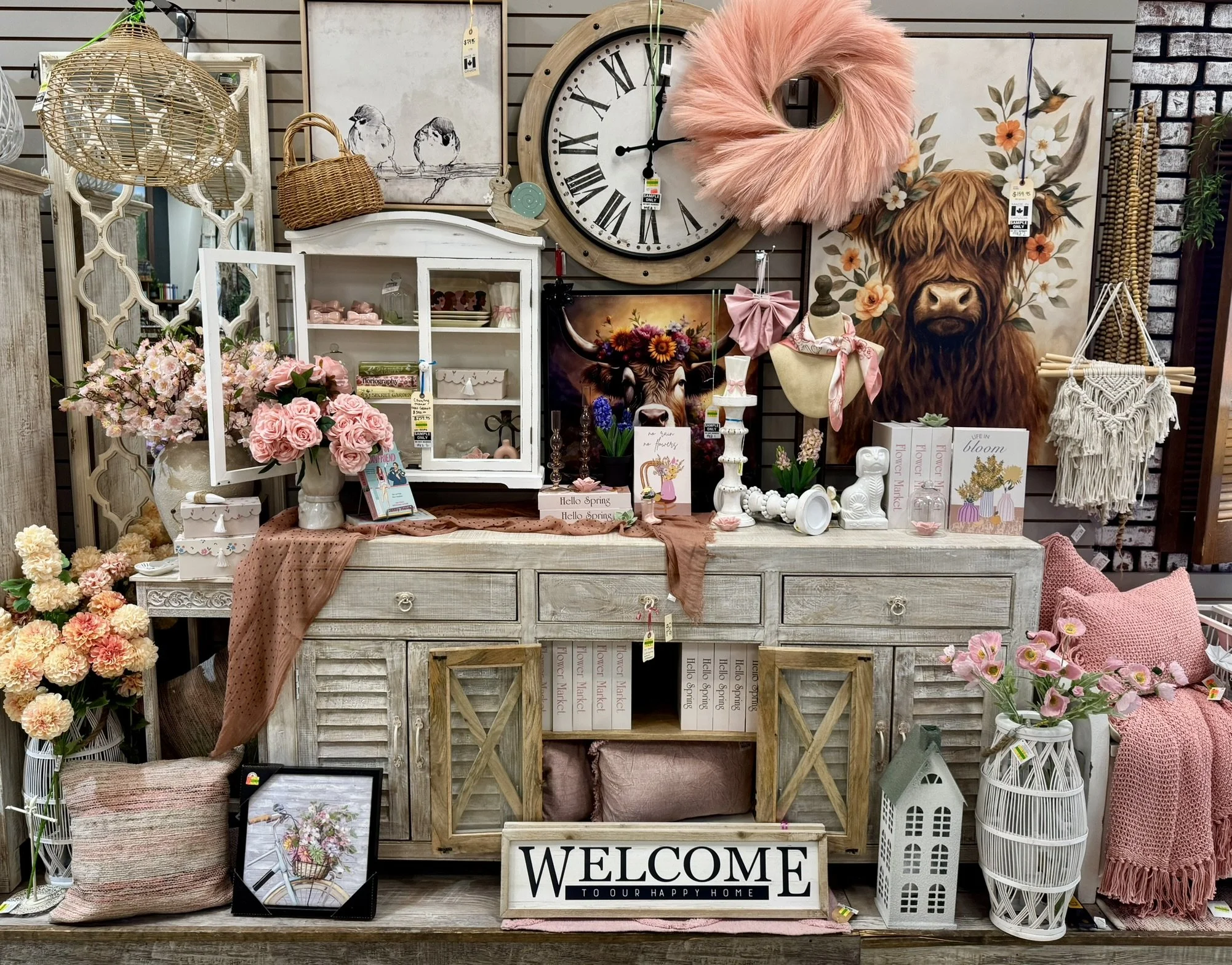 Coyle's giftware with pink accents and highland cows
