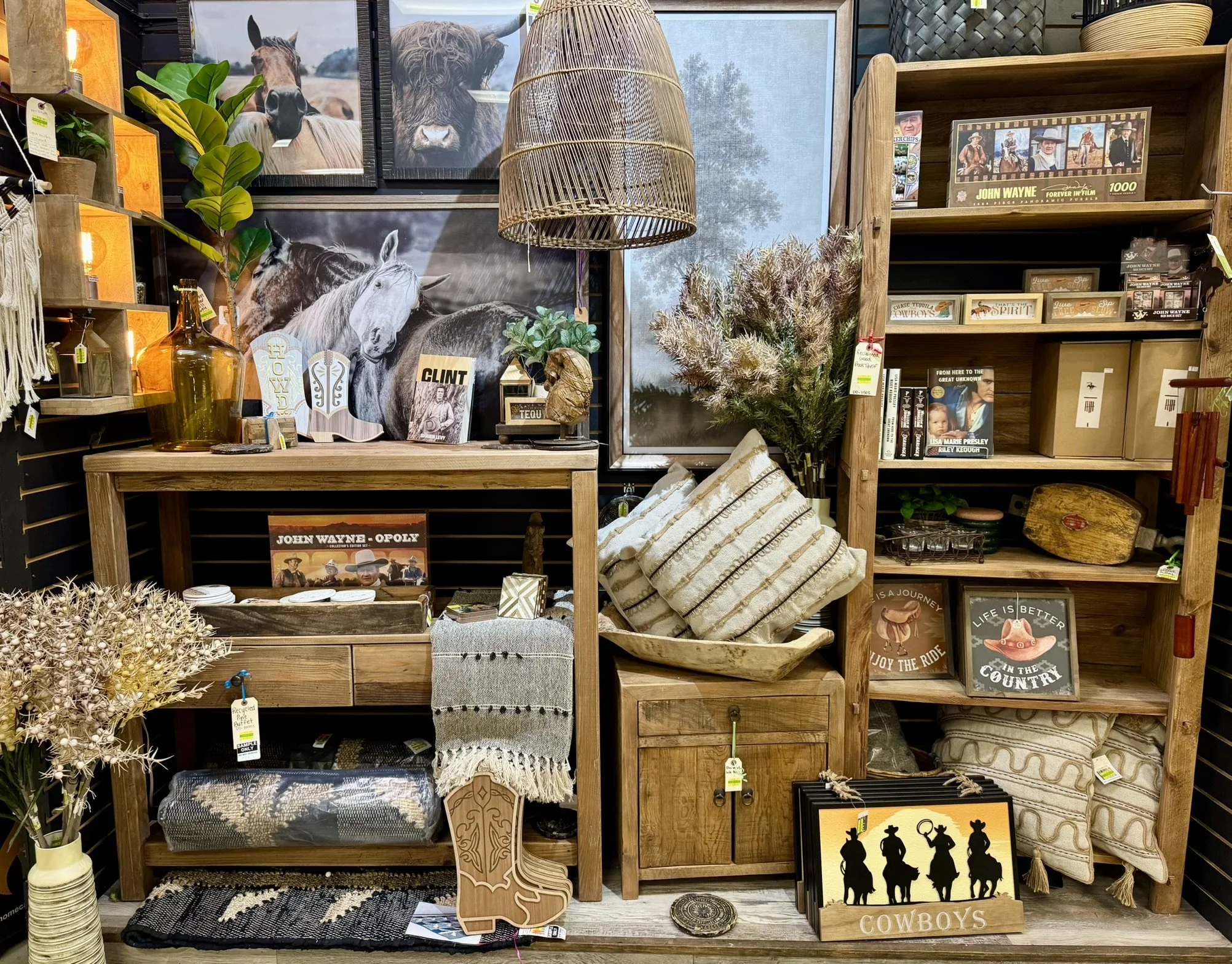 Coyle's giftware with horse picturews and cowboy decor