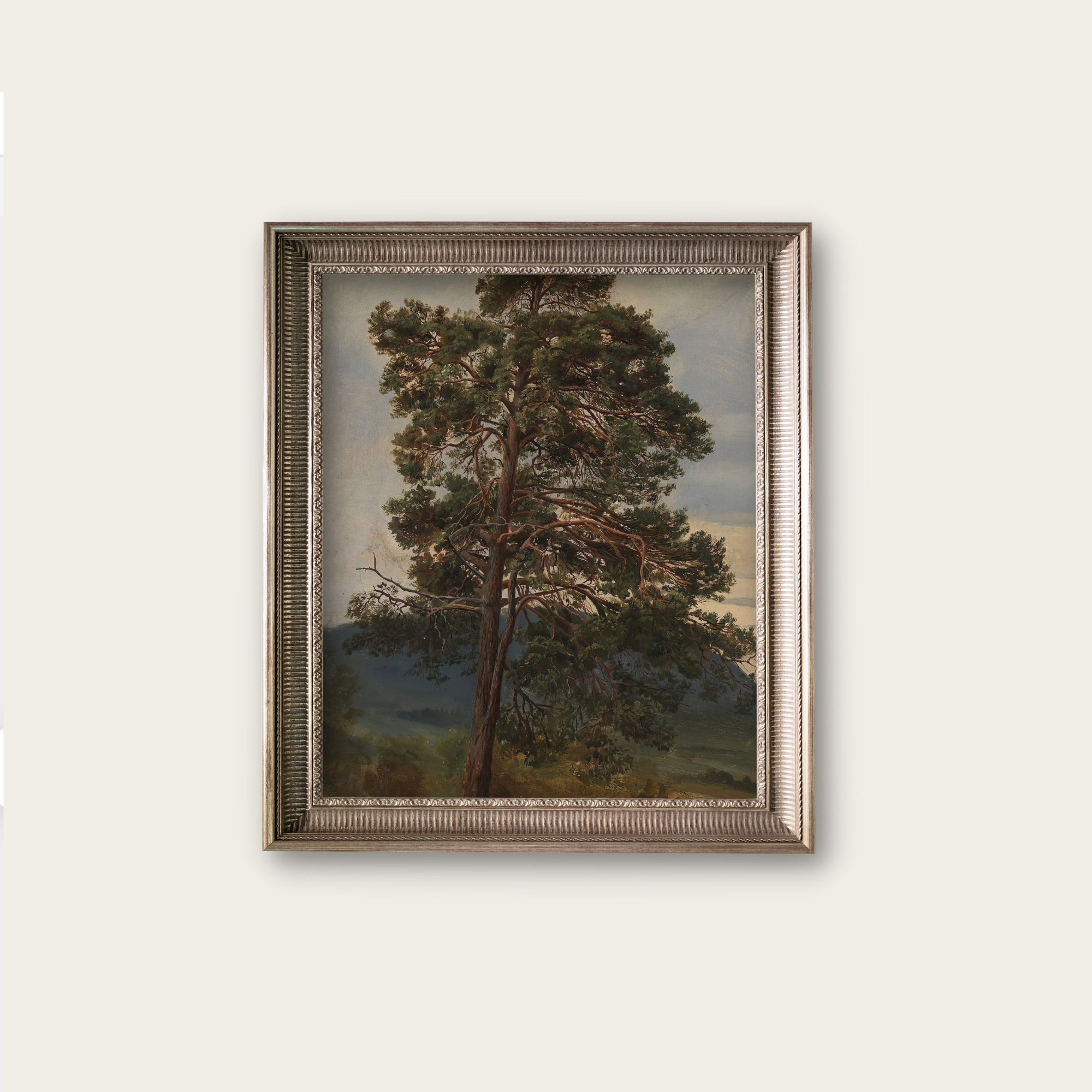 Print & Download - Study of a Pine Tree (1844) Adolph Tidemand (Norwegian, 1814-1876) .png