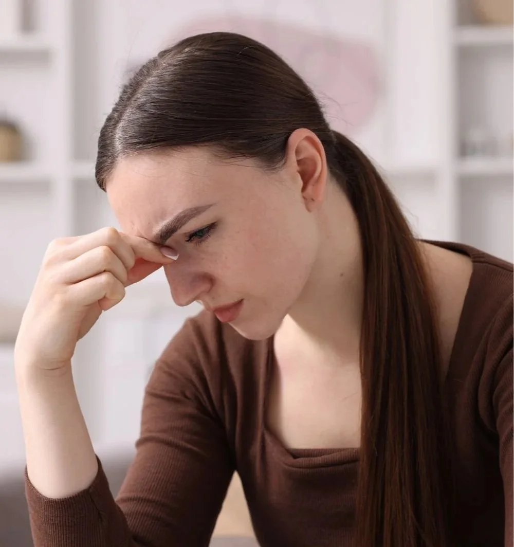 Young woman struggling with her nervous system