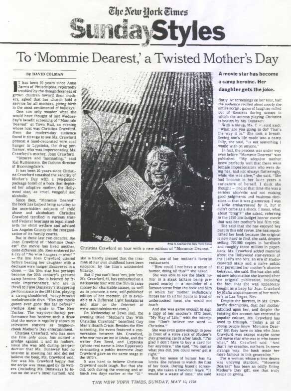 To 'Mommie Dearest,' a Twisted Mother's Day