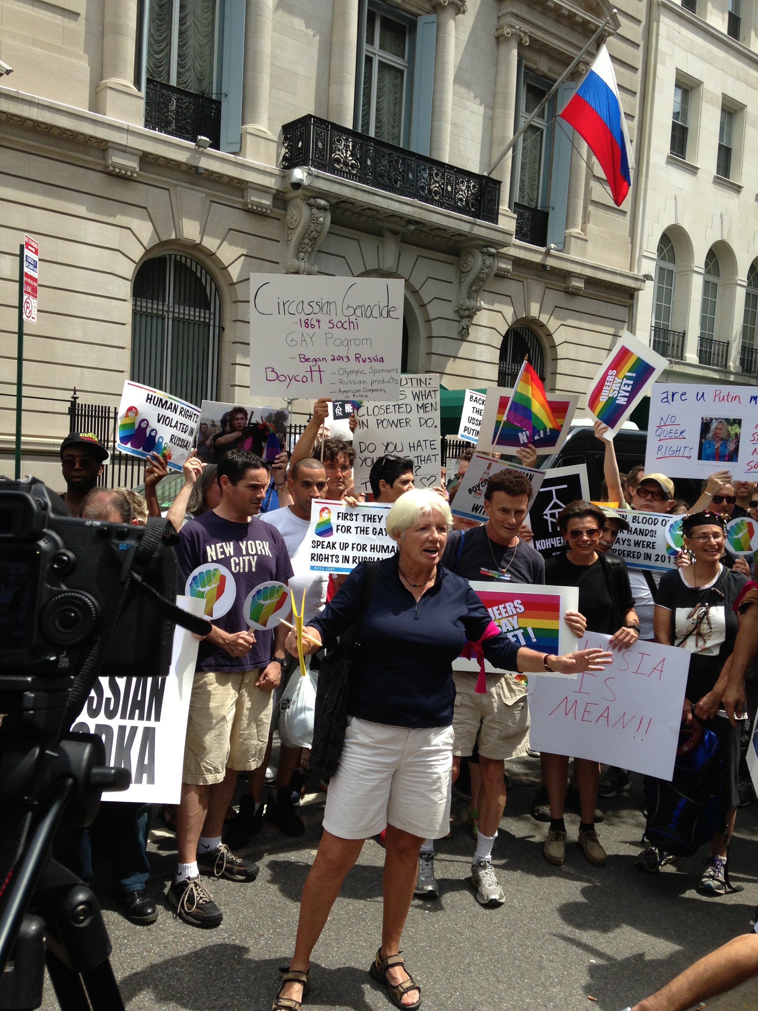 Ann Northrop at Queer Nation Dump Russian Vodka protest