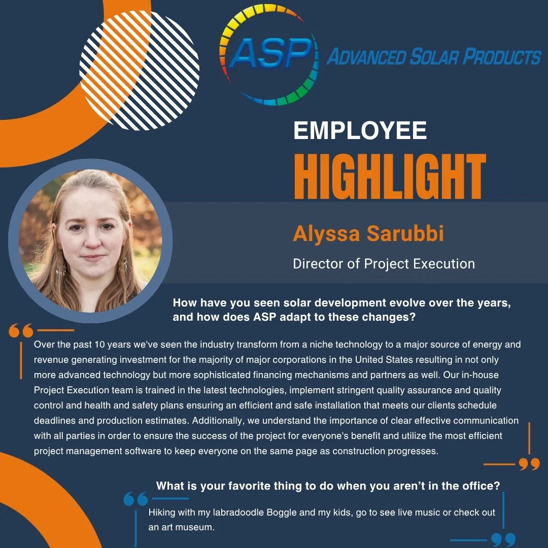 🌟 Employee Highlight 🌟 
This week, Alyssa Sarubbi shares her perspective on how our team has adapted and grown to meet the changing landscape of solar development.