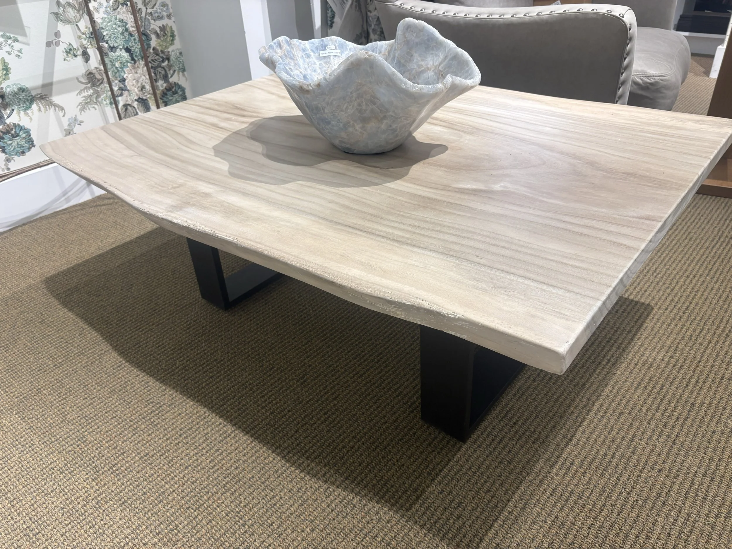 Century Details Live Edge Cocktail Table | Wood Top -  Metal Base | 48" W x 30" D x 18.5" H