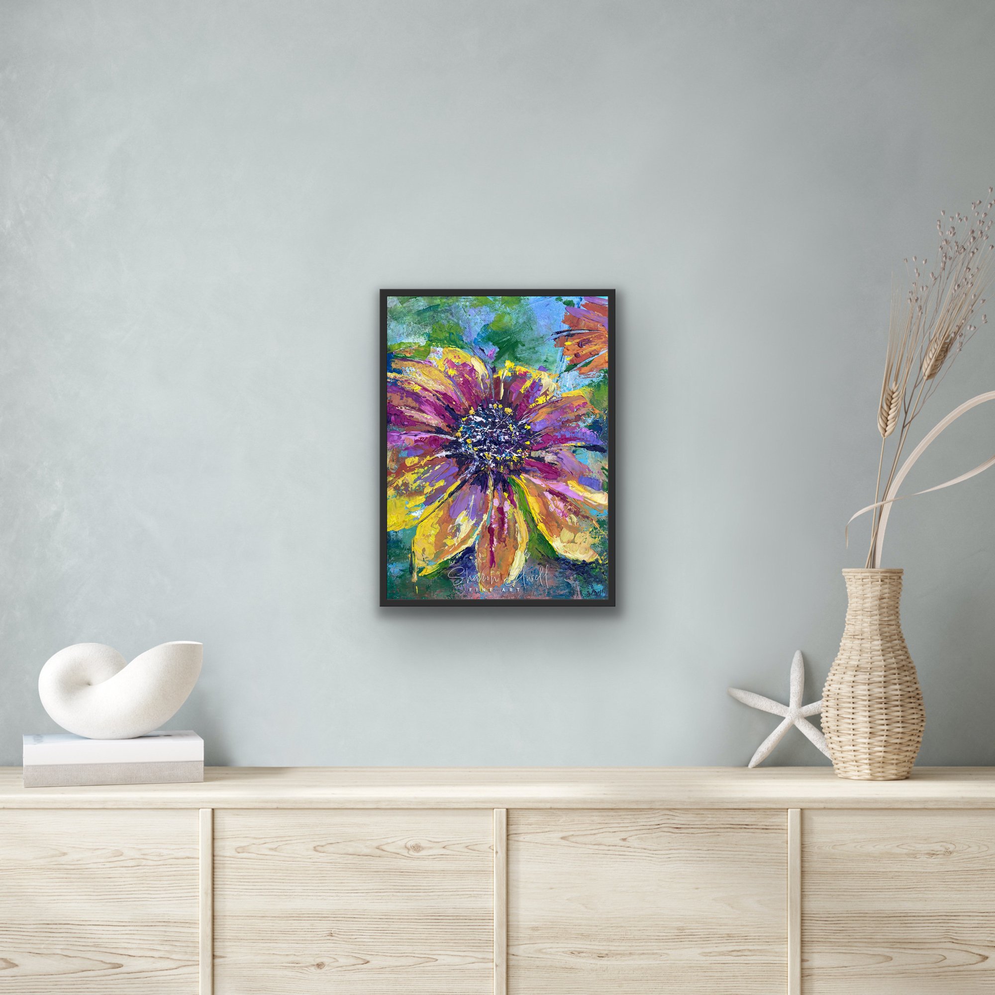 Floral Chromatics 02_ Bloom Explosion_ Oil and cold wax, 12 x 16,July 2023ROOM.jpeg