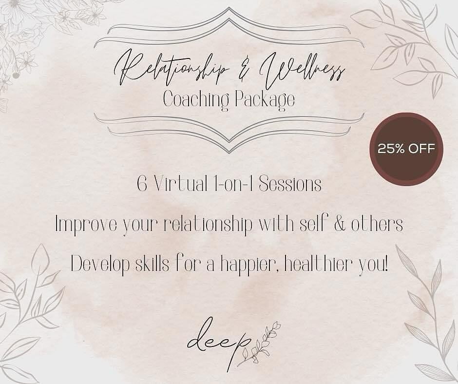 💫 Virtual Coaching Package Special 💫

It&rsquo;s time for me to go back to school for Secs + Relationship Coaching and I want to celebrate! ✨

In celebration of Advanced Training, I want to offer Virtual 1:1 Sessions at a discount. This work is so 