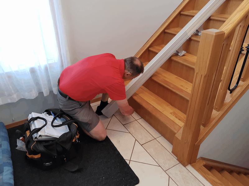 Handicare 1100 Straight Stairlift Installation on Hardwood Stairs