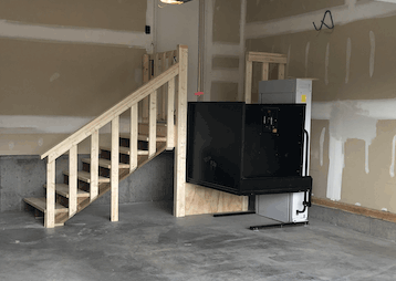 Straight Through Platform Lift Installation in a Garage