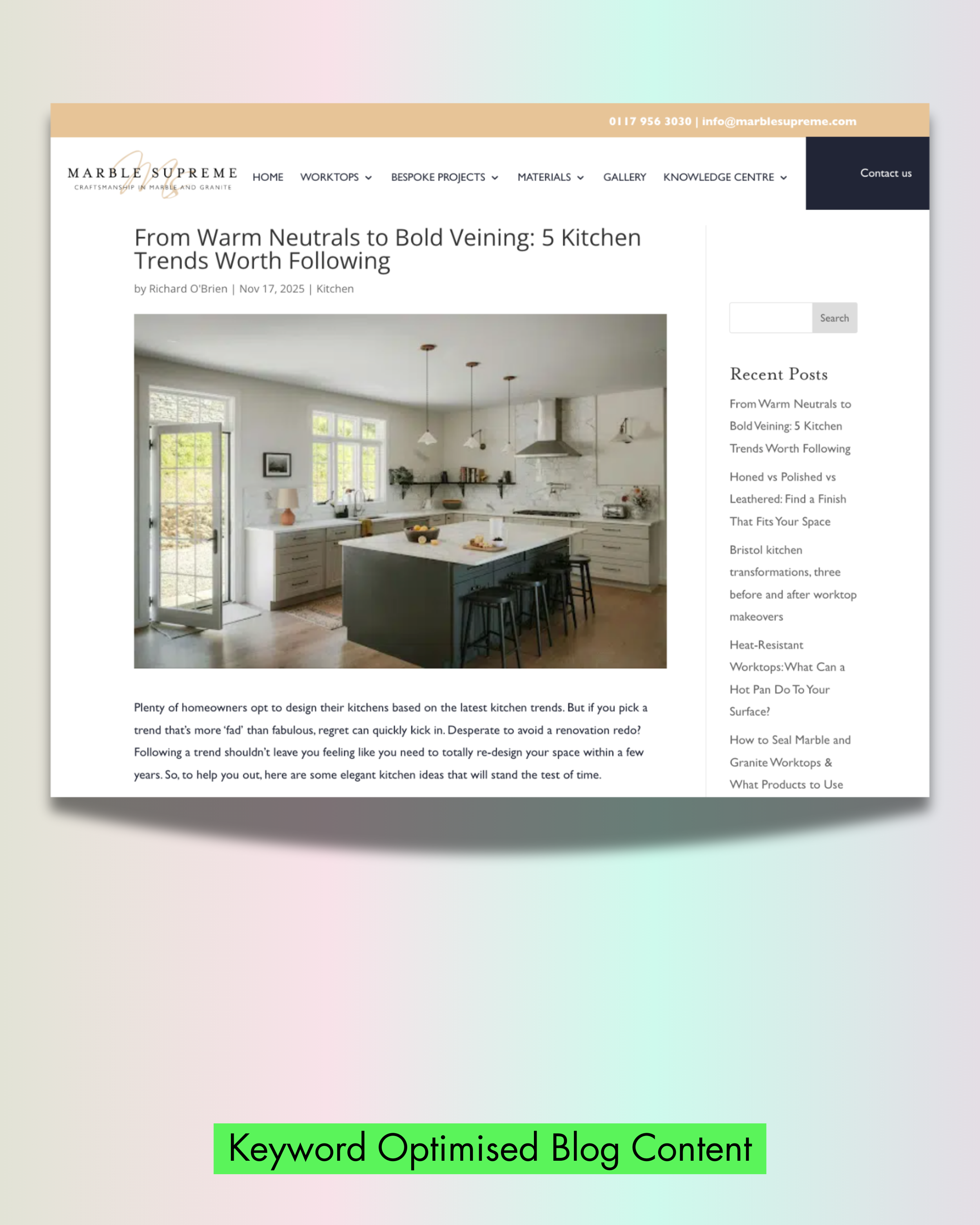 copywriting portfolio sample interior design blog content optimised 
