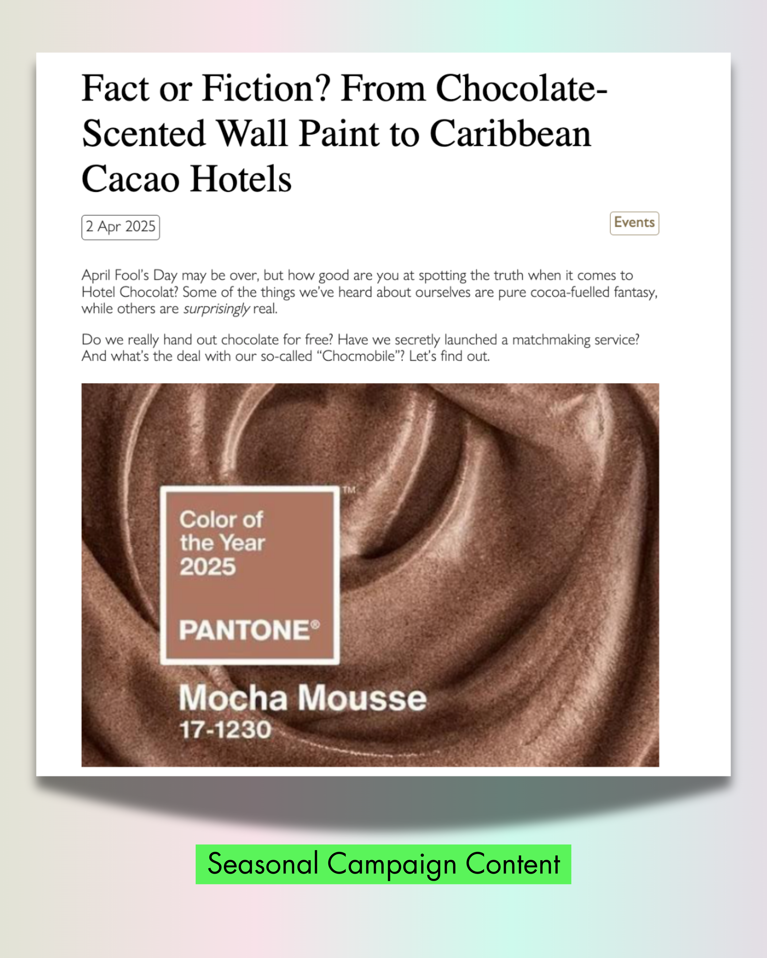 Playful campaign copy for Hotel Chocolat