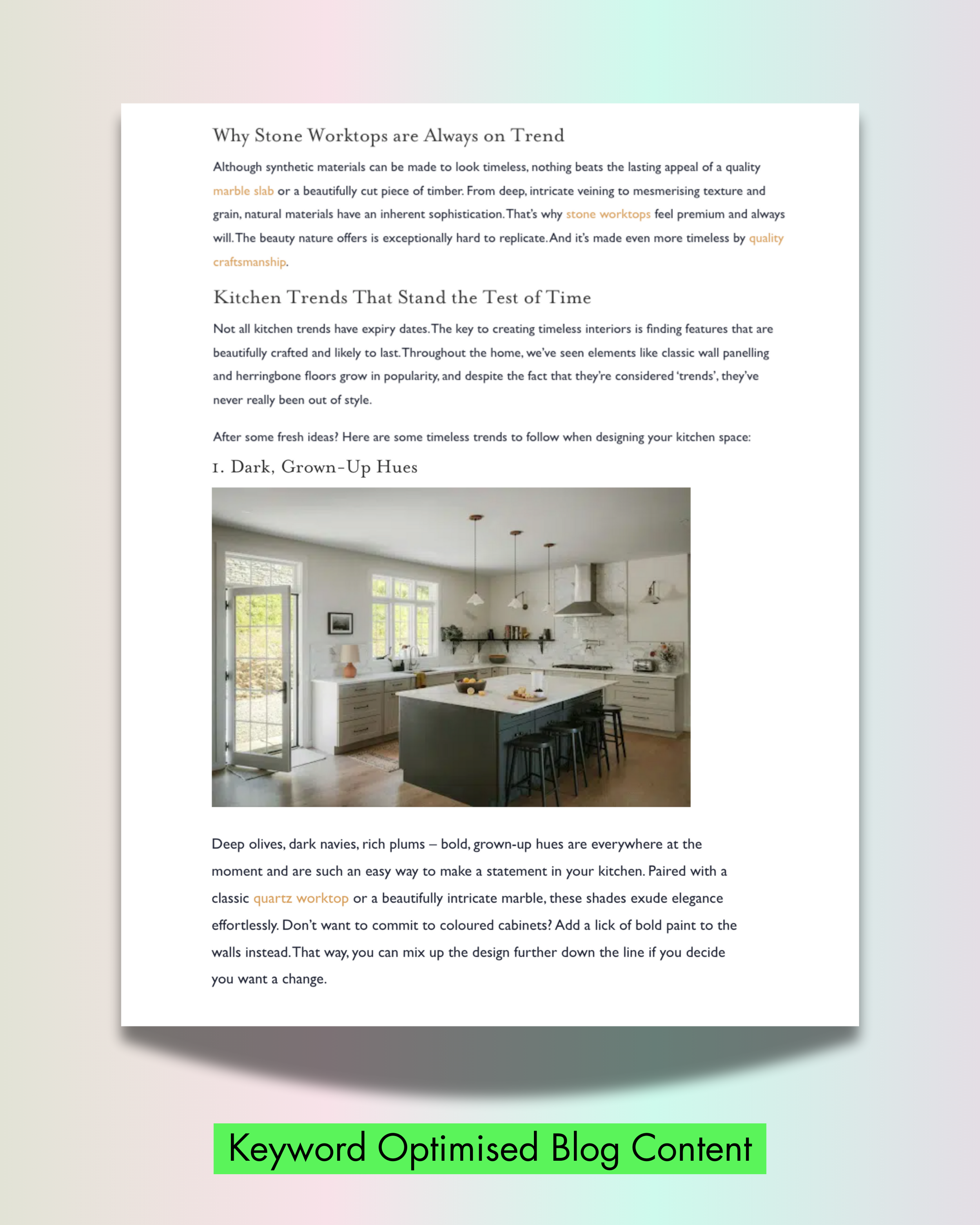 kitchen trends blog with image of kitchen