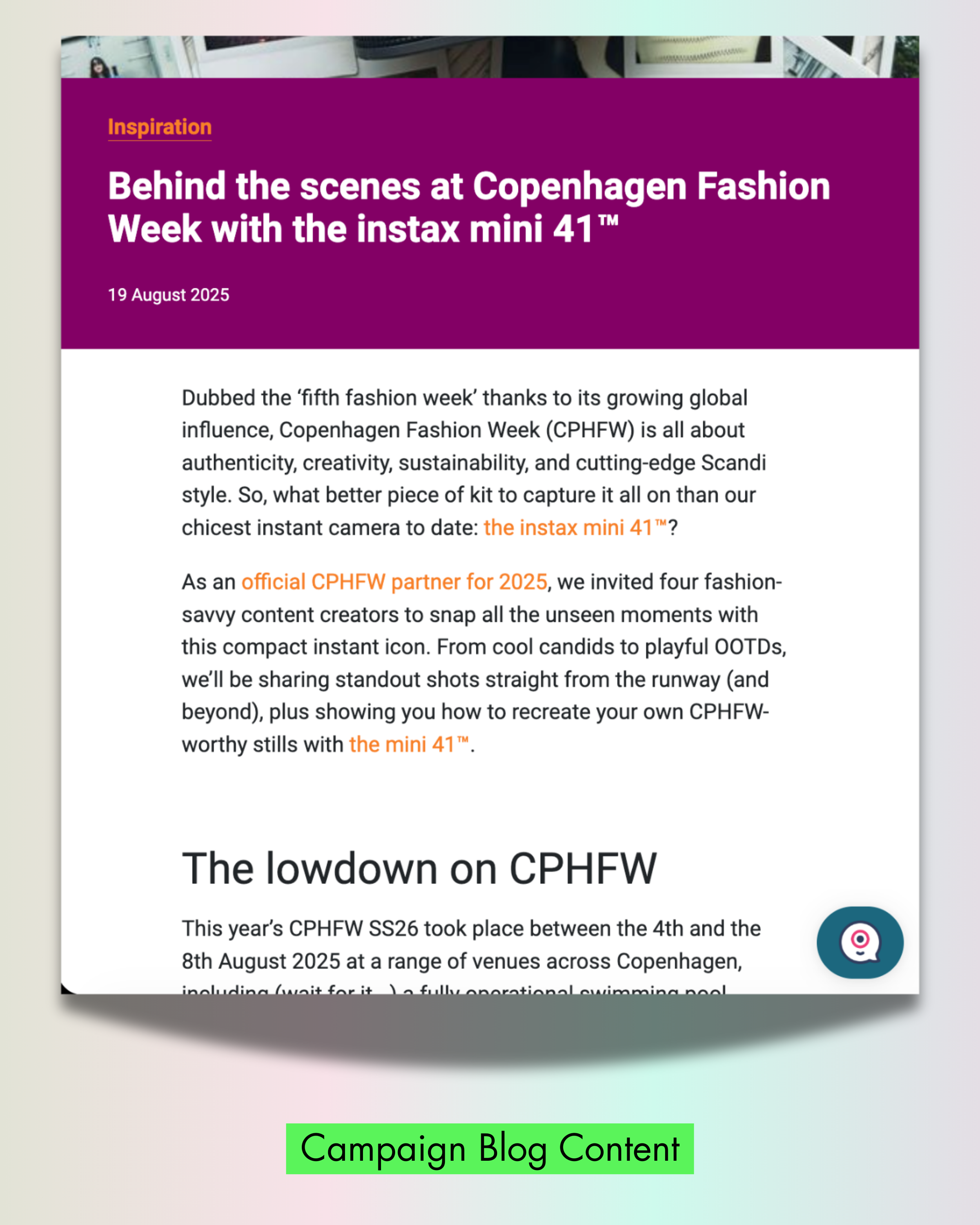 fashion campaign blog content