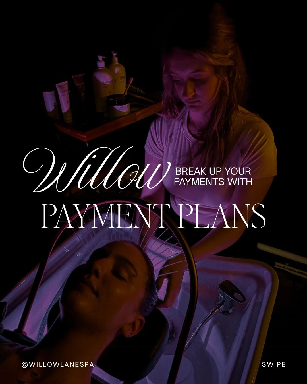 Willow Lane payment plans? Yes, please! 🖤

Great results shouldn&rsquo;t have to wait&mdash;and now, they don&rsquo;t have to.

With flexible monthly payments through AfterPay, Affirm, or Klarna, you can get the treatments you want, on a schedule (a