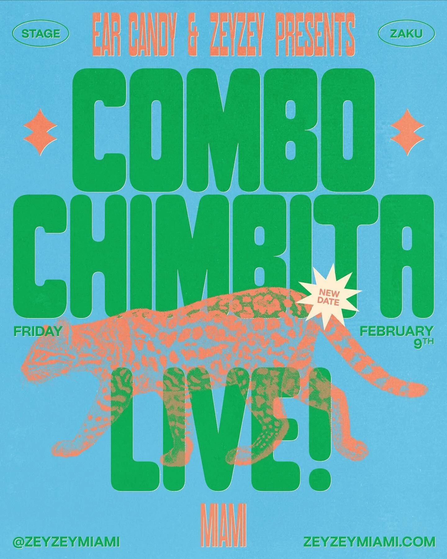 COMBO CHIMBITA&rsquo;S DEBUT in Miami 🌴😎☀️
Friday Feb. 9th @zeyzeymiami 
Originally from Colombia but based in Brooklyn, this Afro-Caribbean band will be blessing the main stage with their psychedelic cumbia and folklore.
 In collaboration with our
