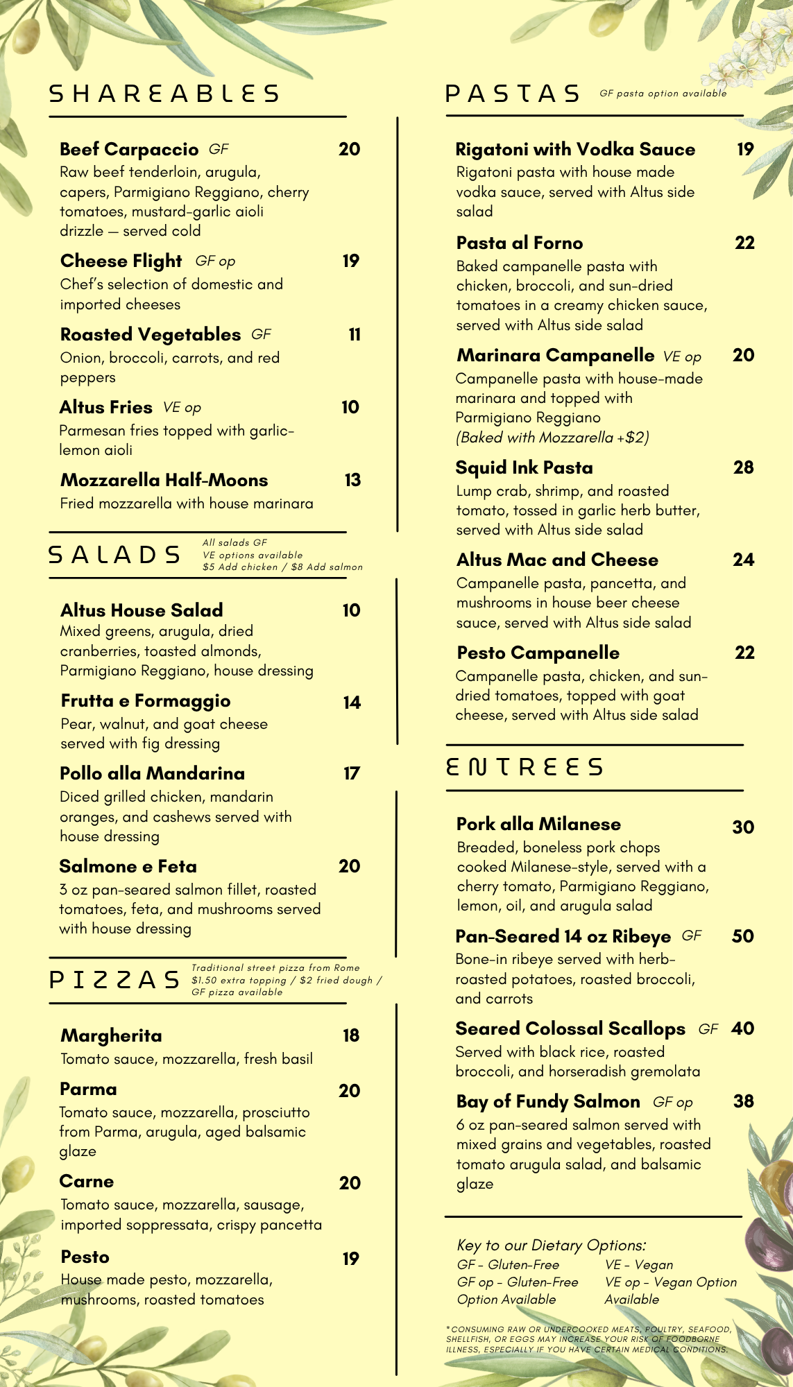 Altan Menu Menu 1 — ALTUS