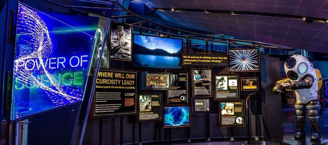 The Power of Science at the Frost Museum, large scale spatial sound design installation.