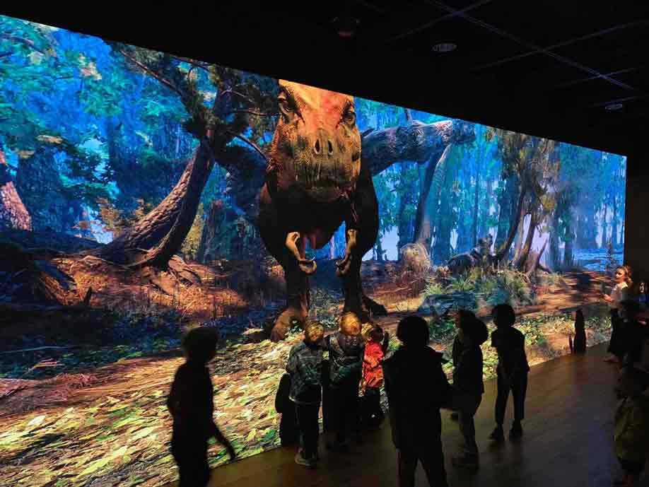 T.rex projection wall at the American Museum of Natural History, interactive spatial sound design and music.