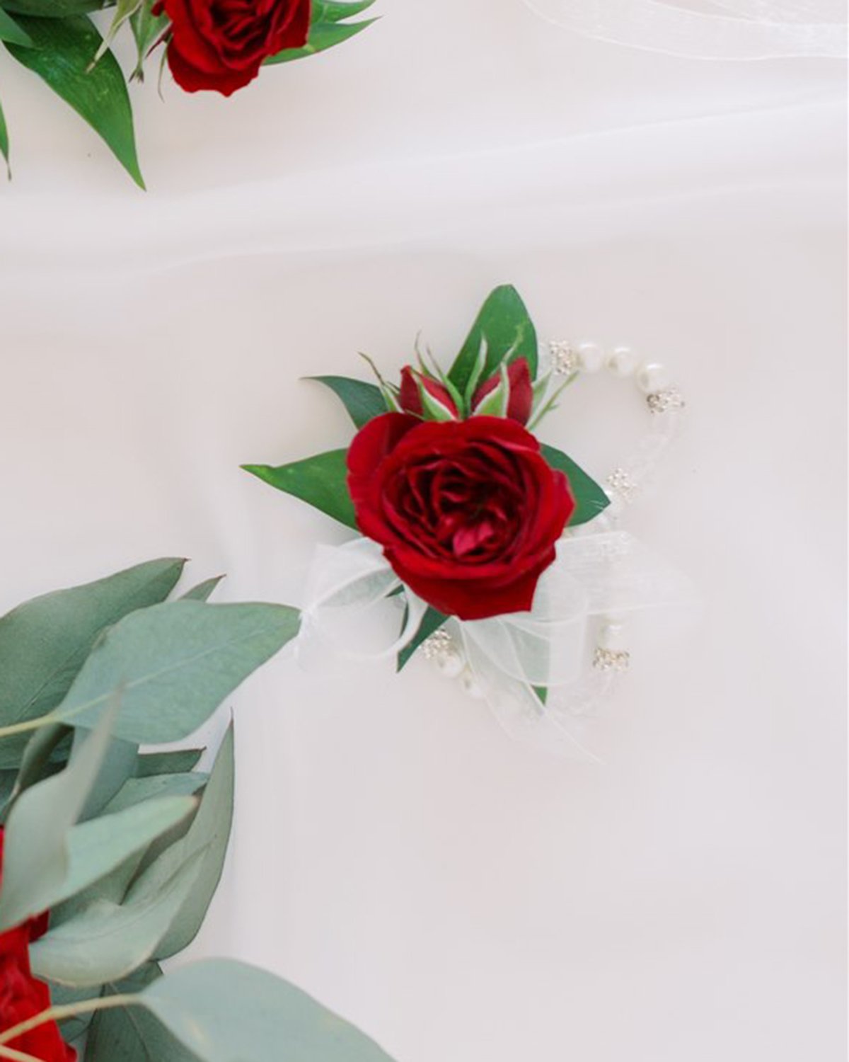 Mixed Red and Blush Garden Wrist Corsage