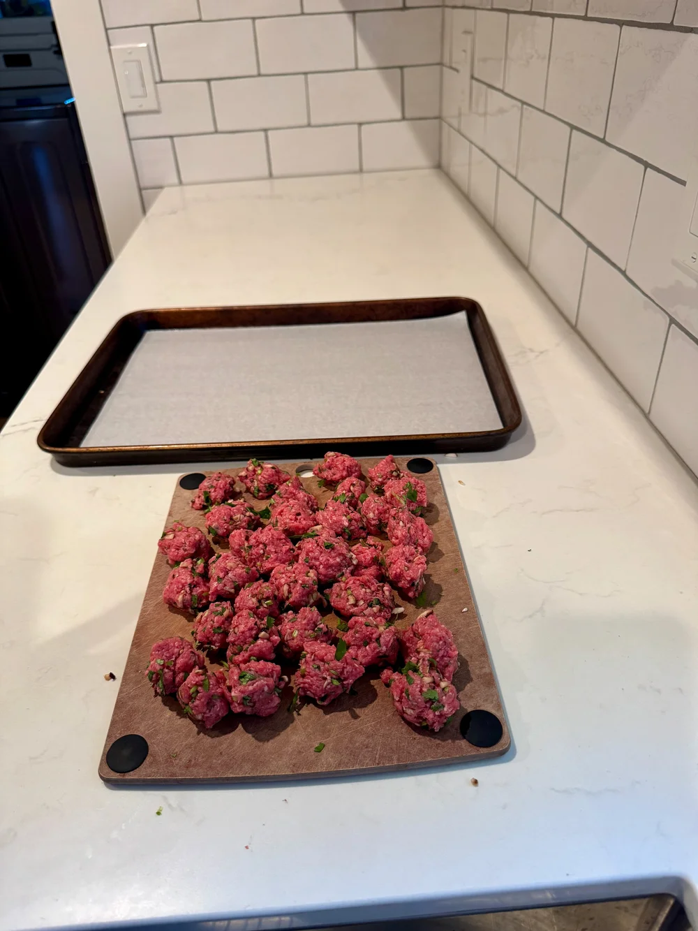 Meatballs portioned out