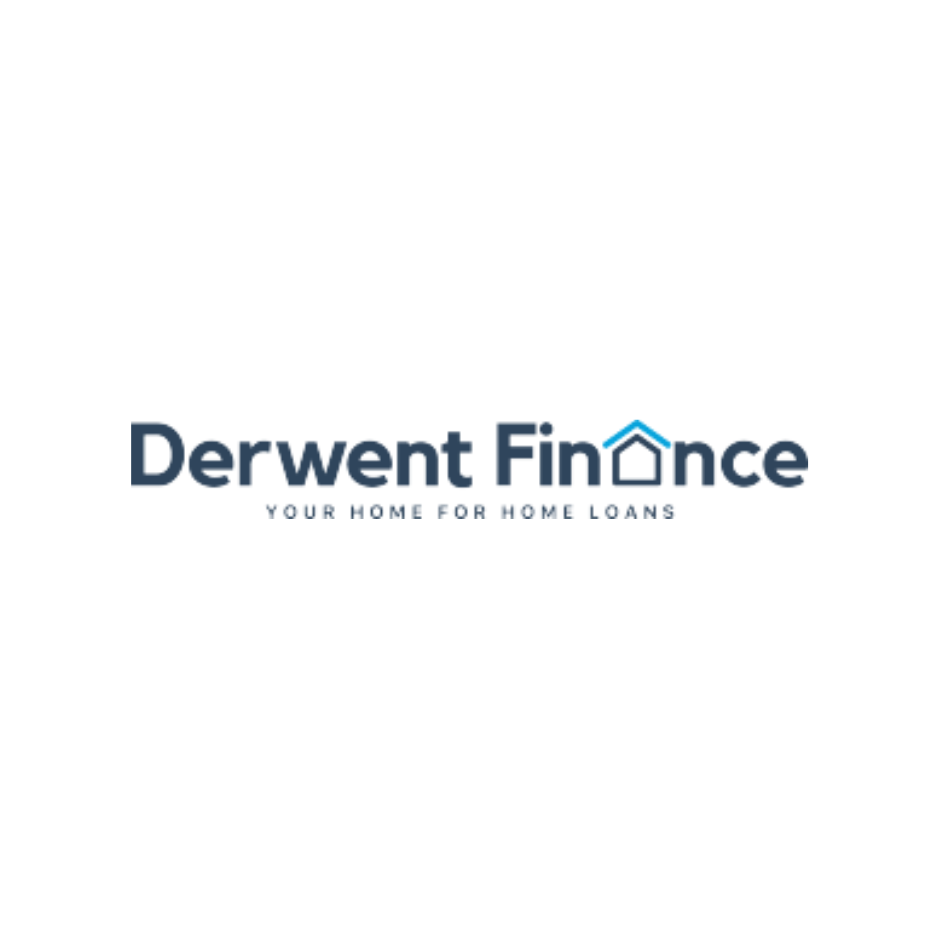 Logo for Derwent Finance with a house outline incorporated into the text and the tagline "Your Home for Home Loans".