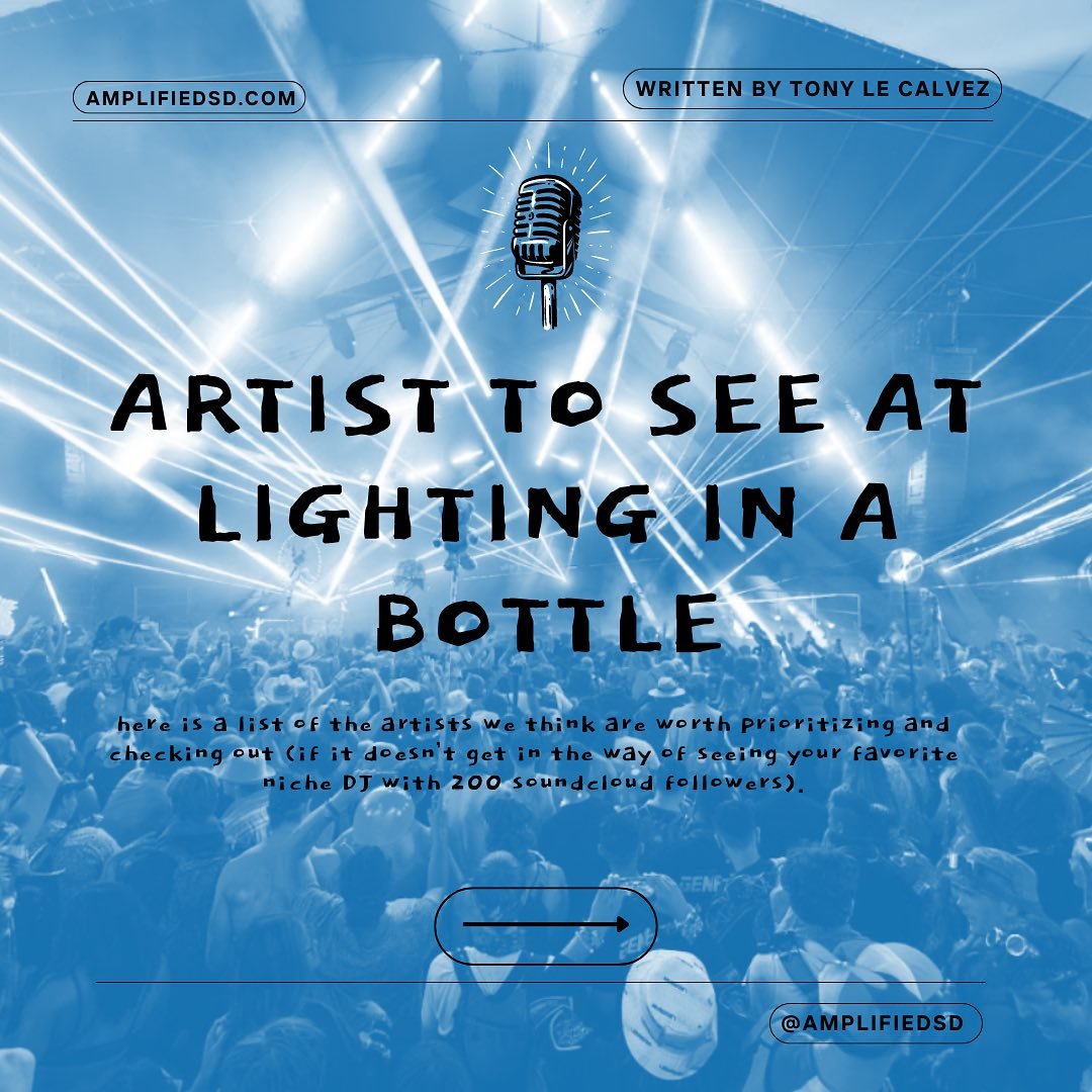 here are some artist to see at the upcoming @libfestival that we suggest checking out! link in bio for more suggestions/more details about the artists 🎶🎧🌟 

#lightninginabottle #mia #skream #edm #dubstep #musicfestival #amplifiedsd