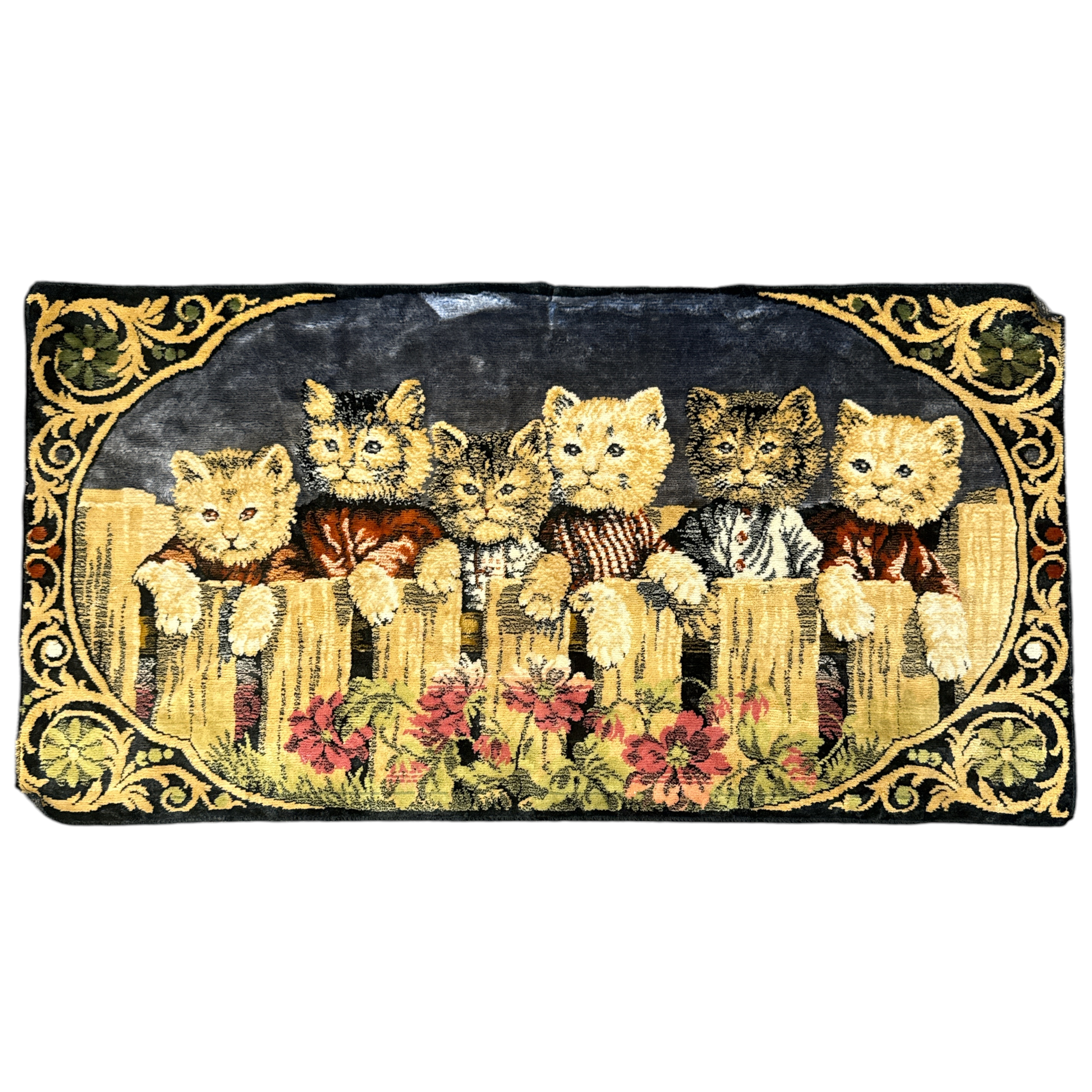 Vintage Chenille Cat Tapestry