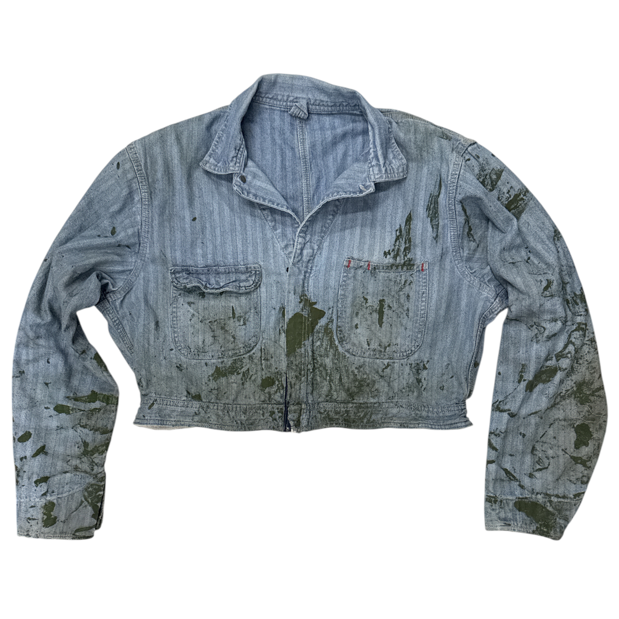 Recycled Herringbone Coverall Cropped Jacket