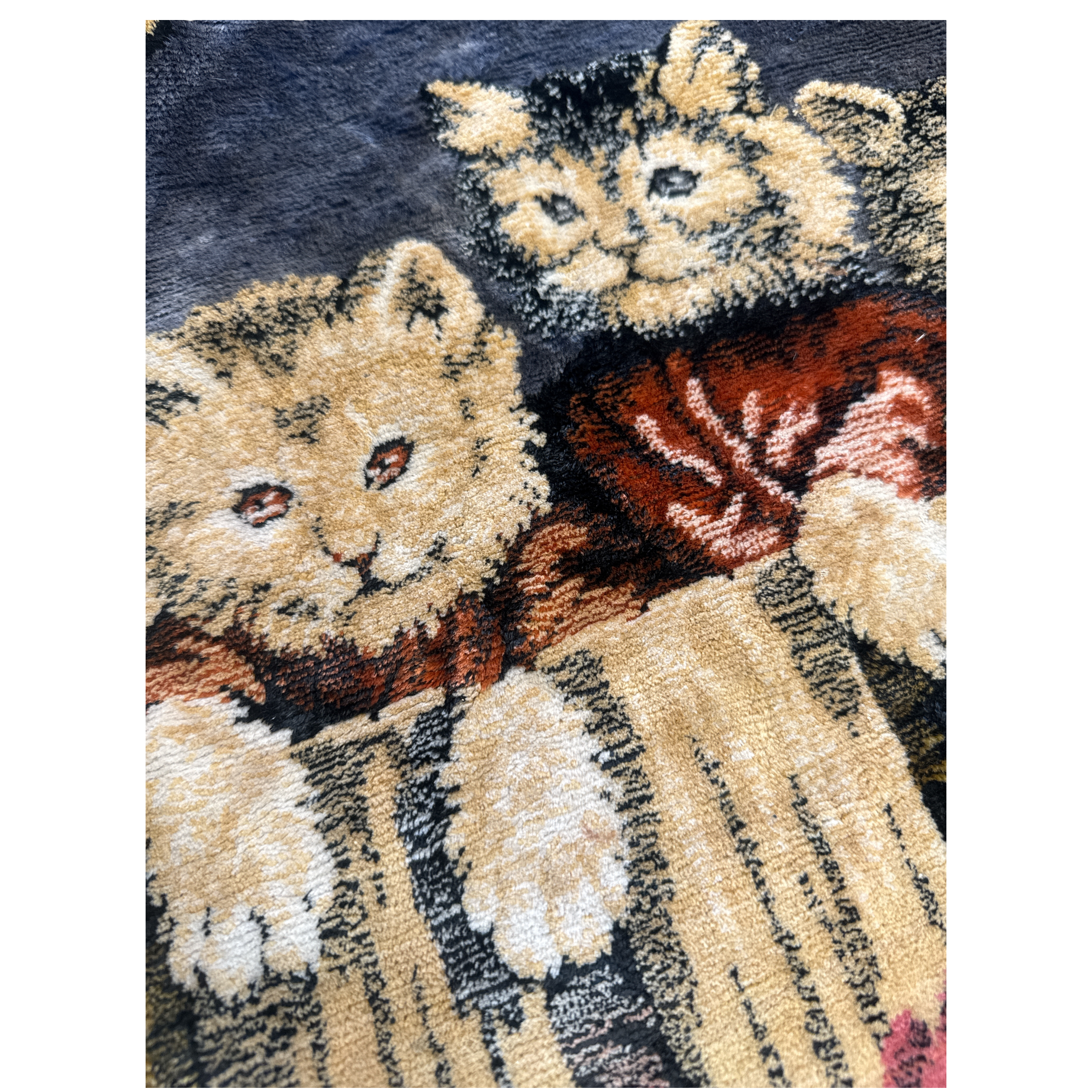 Vintage Chenille Cat Tapestry