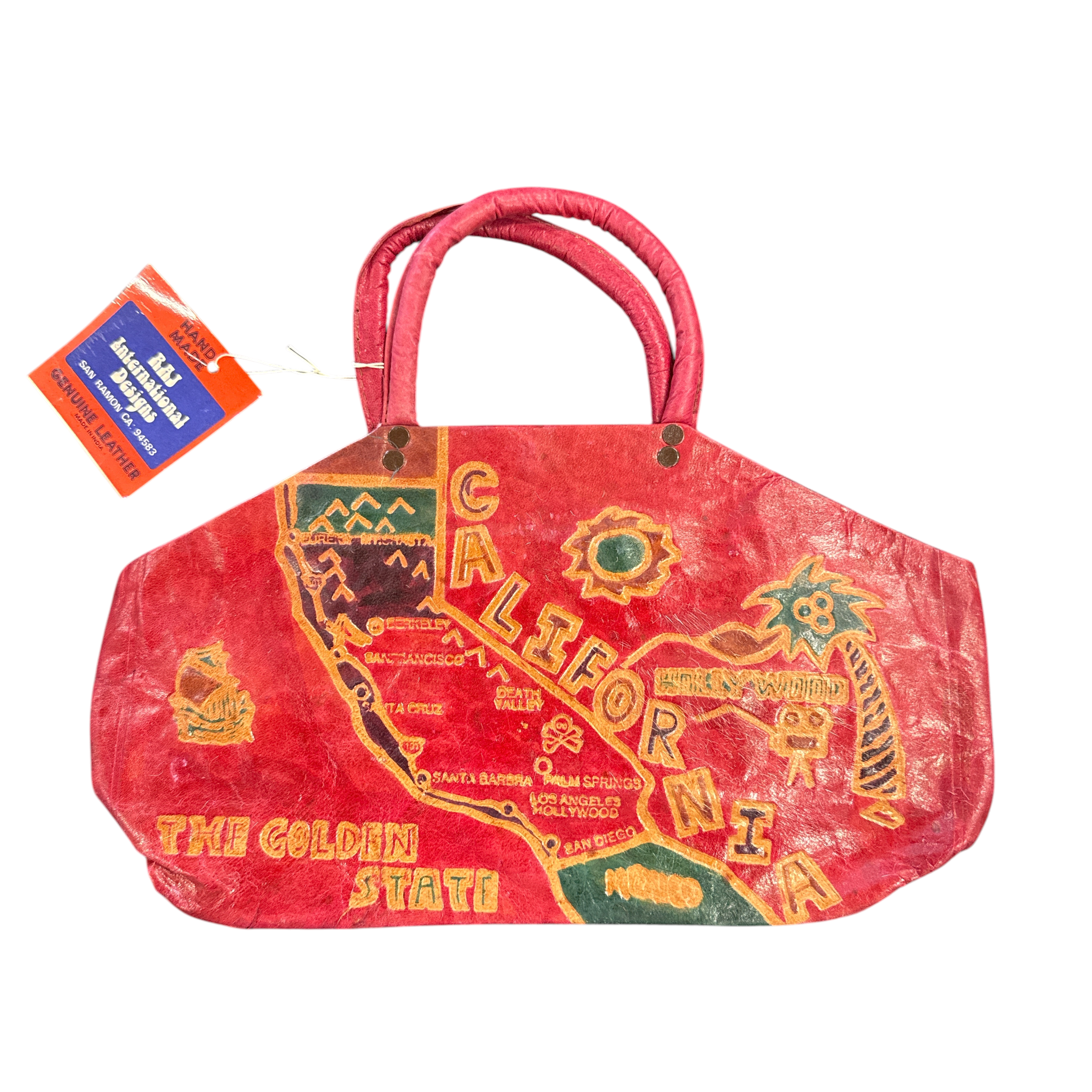EMBOSSED LEATHER CALIFORNIA BAG