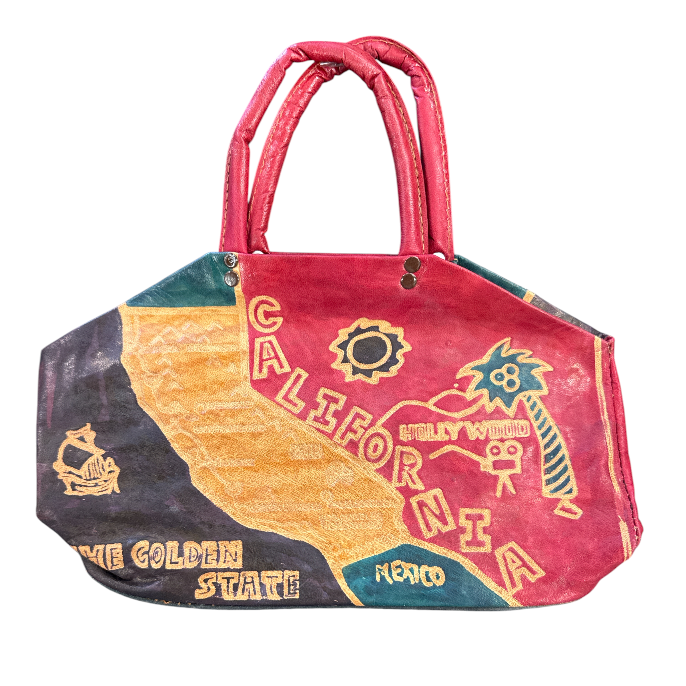 EMBOSSED LEATHER CALIFORNIA BAG