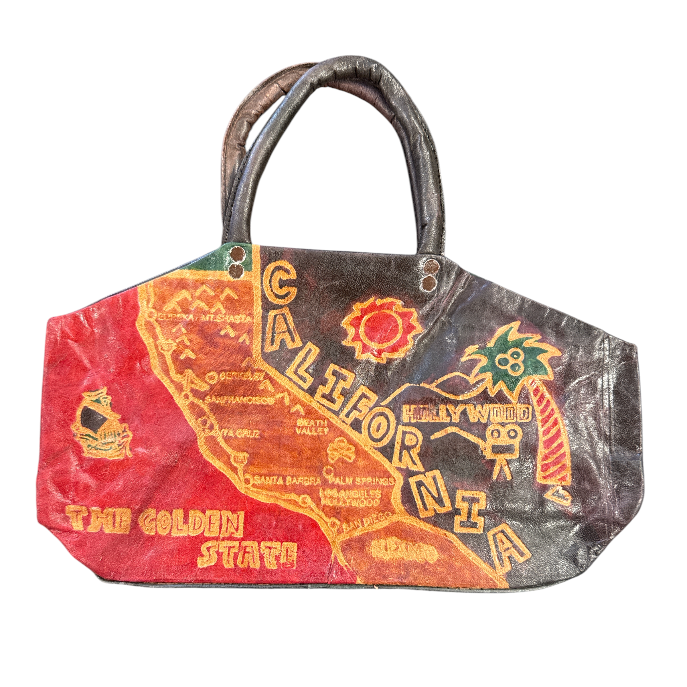 EMBOSSED LEATHER CALIFORNIA BAG
