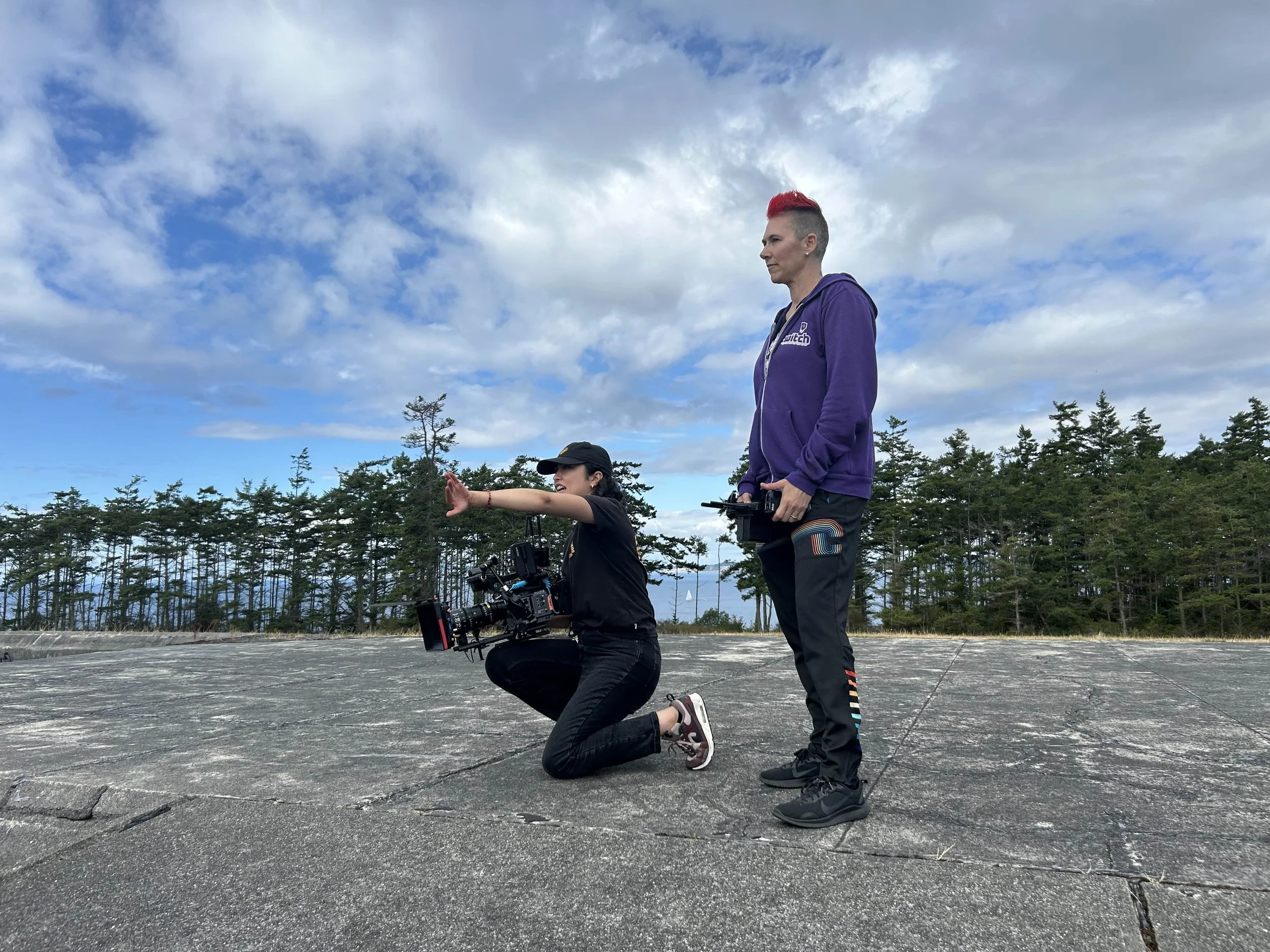 DP (Sandra) and Writer/Director/Producer (Ren) setting up a shot