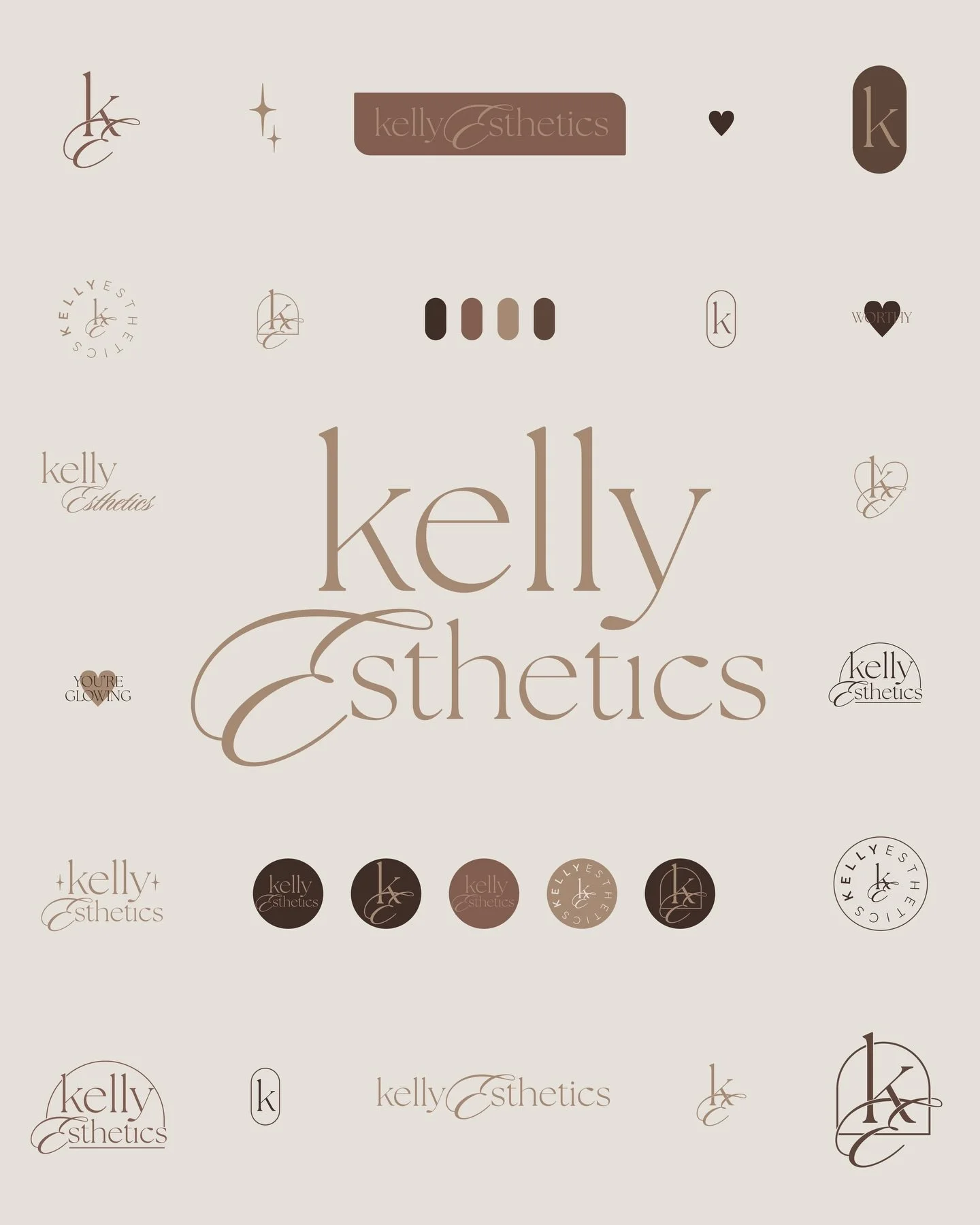 she&rsquo;s glowing 🤎

a lil branding facelift for my girl @kellyestheticsllc 🤎

The vibe: &ldquo;Classy, neutral tones, clean, fresh and a little moody.&rdquo; 

Obsessed with how this set came out! So grateful for you Kelly! 

🤎✨