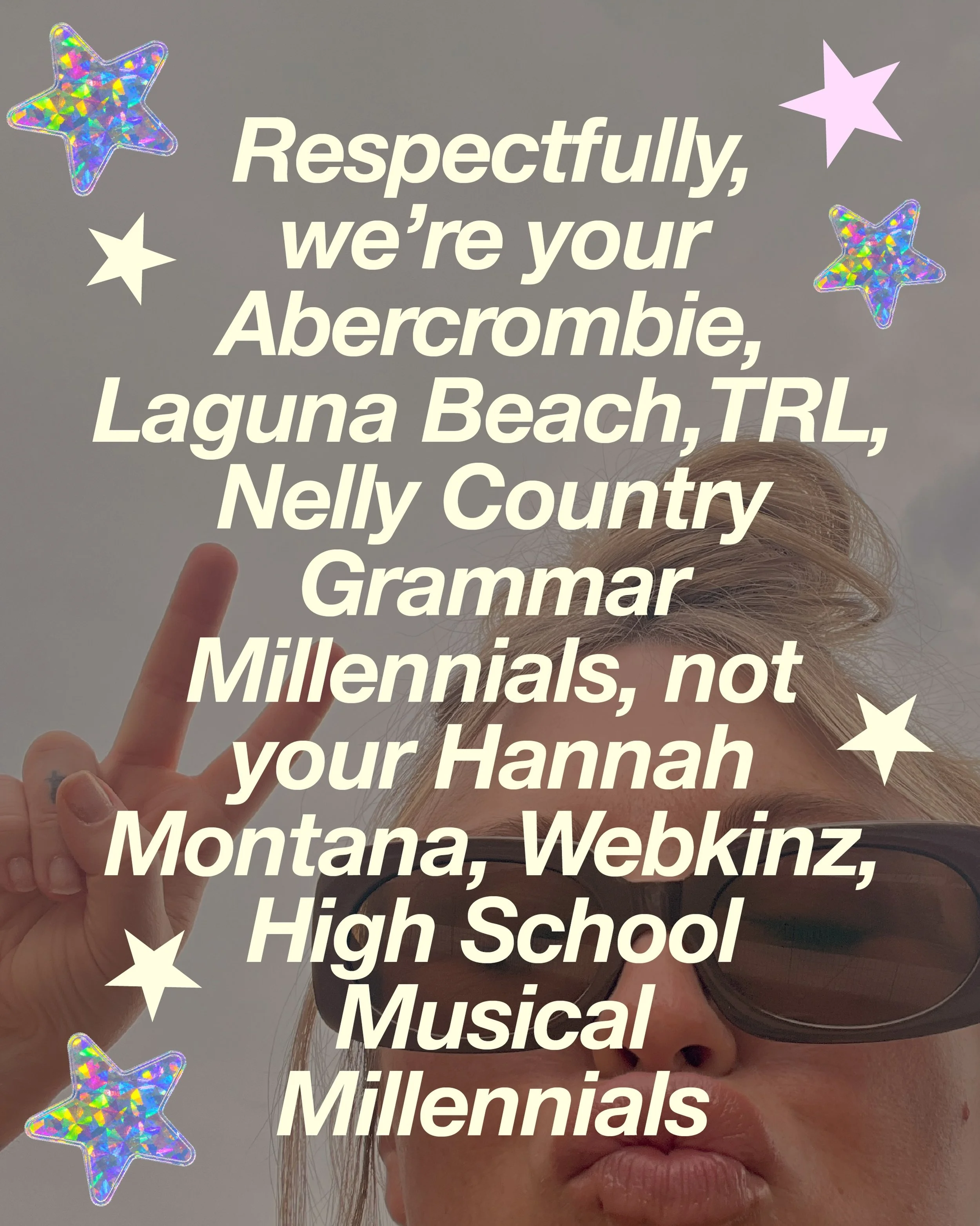 Abercrombie 2003 though, specifically k? 💿🧸🦋✨ 

My niche: Millennial Women who want bold branding to help their businesses stand out ⭐️

The ladies who grew up sticking holographic stickers on every notebook, creating collages on our walls, captiv