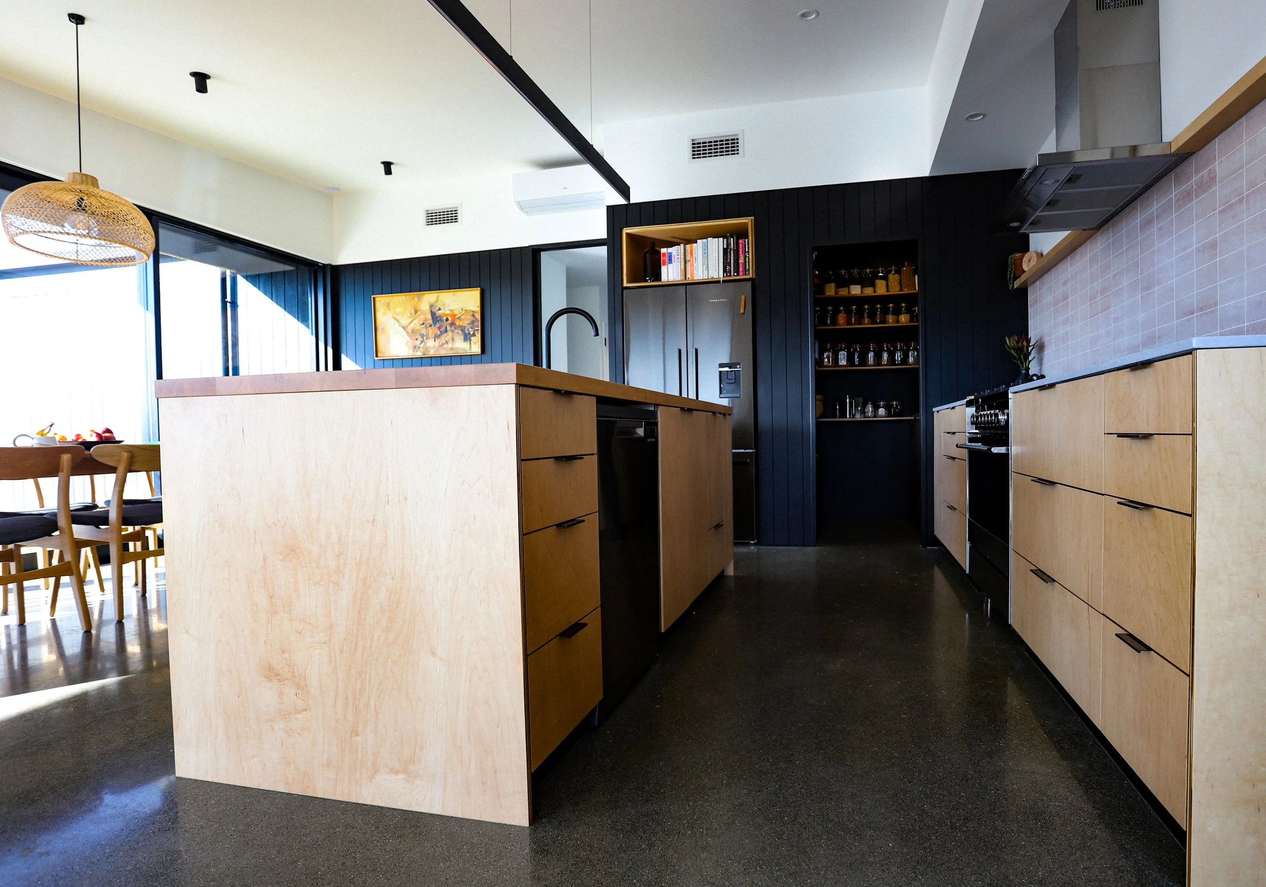 Custom Kitchen | Maple Veneer Cabinets & Timber Benchtop