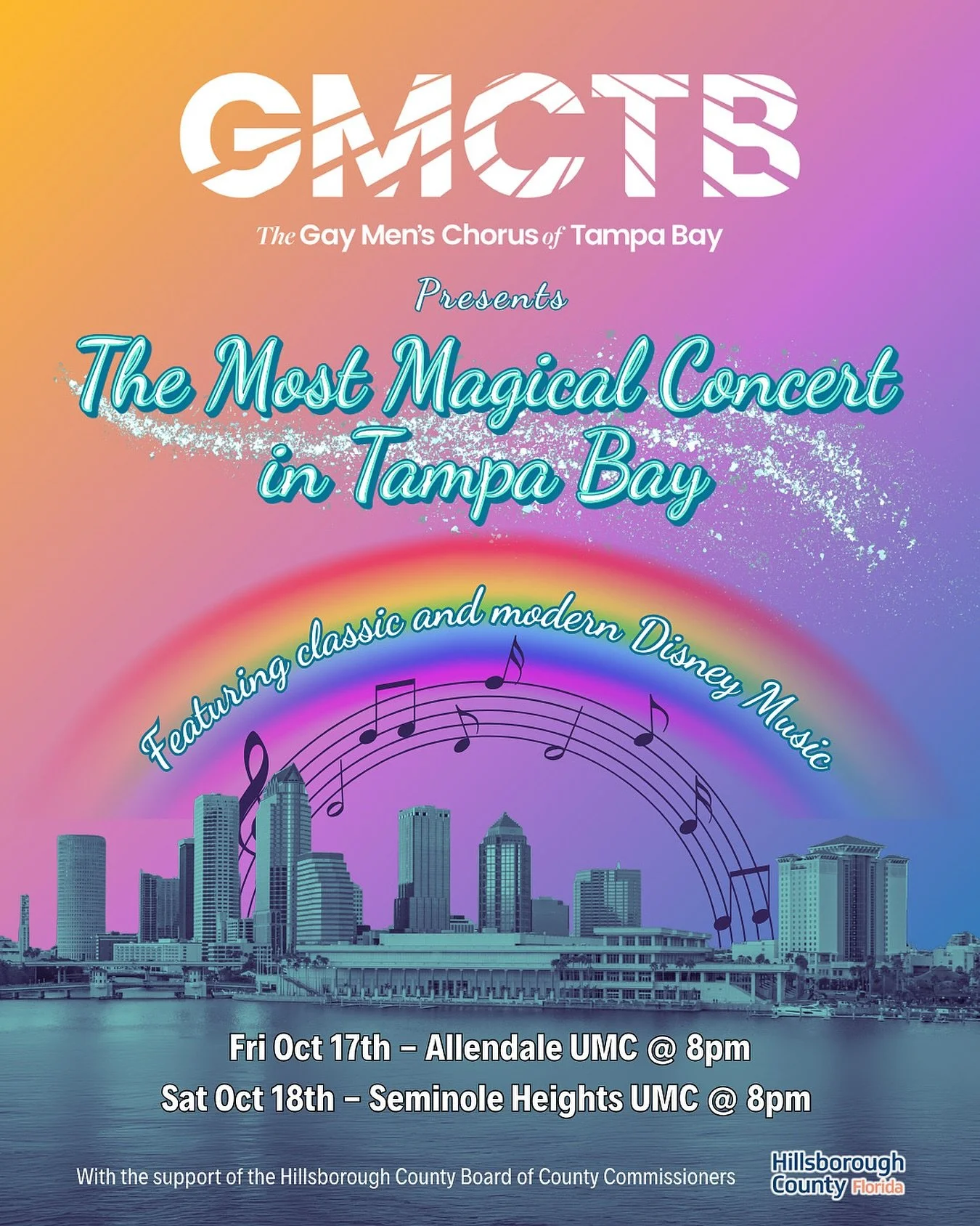 Now is the time to Seize the Day! Come see the Gay Men&rsquo;s Chorus of Tampa Bay in The Most Magical Concert in Tampa Bay, tonight at 8pm at Allendale United Methodist Church ✨
