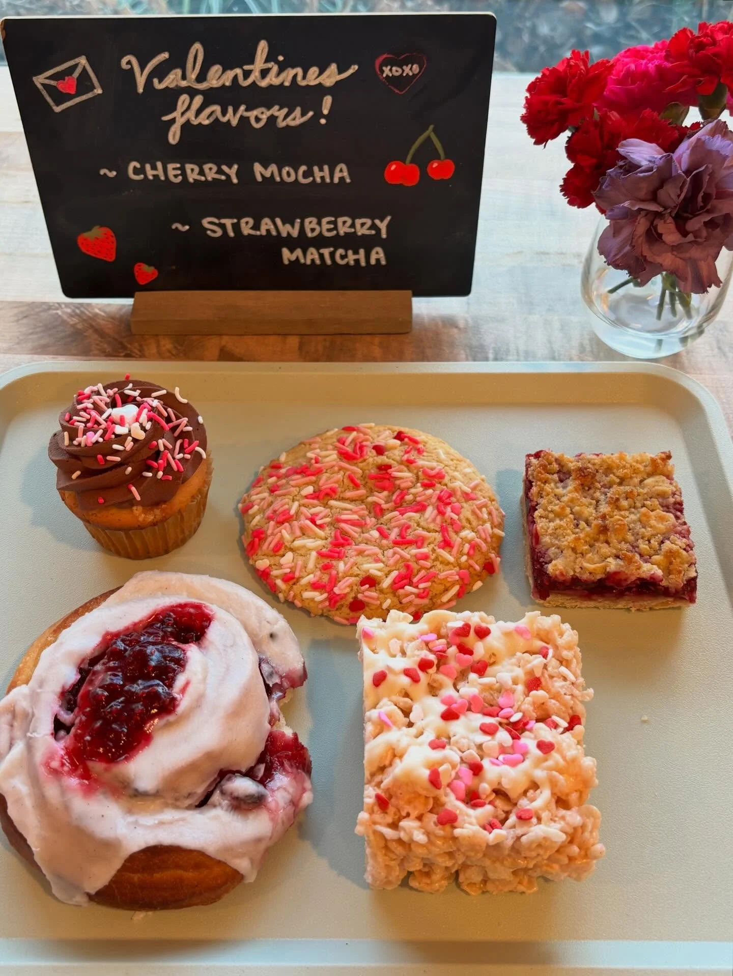 So many ways to celebrate Valentine&rsquo;s Day with us!! 💘💘💘 we have strawberry and cherry syrups for making any drink more festive!!