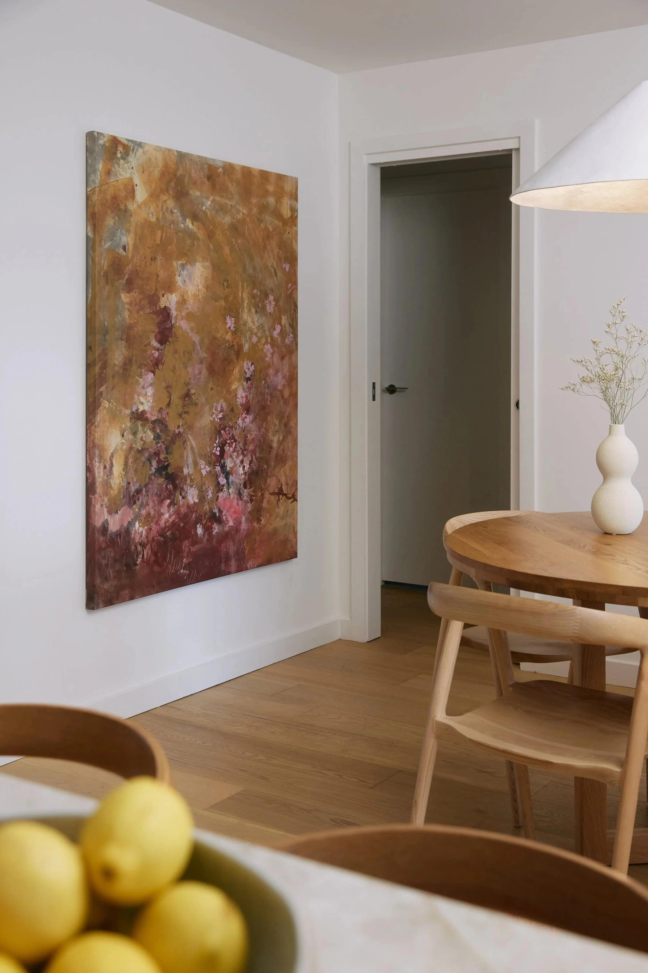 120 x 150 cm abstract landscape painting by Australian artist Chantelle Stewart, acrylic and mixed media on canvas.