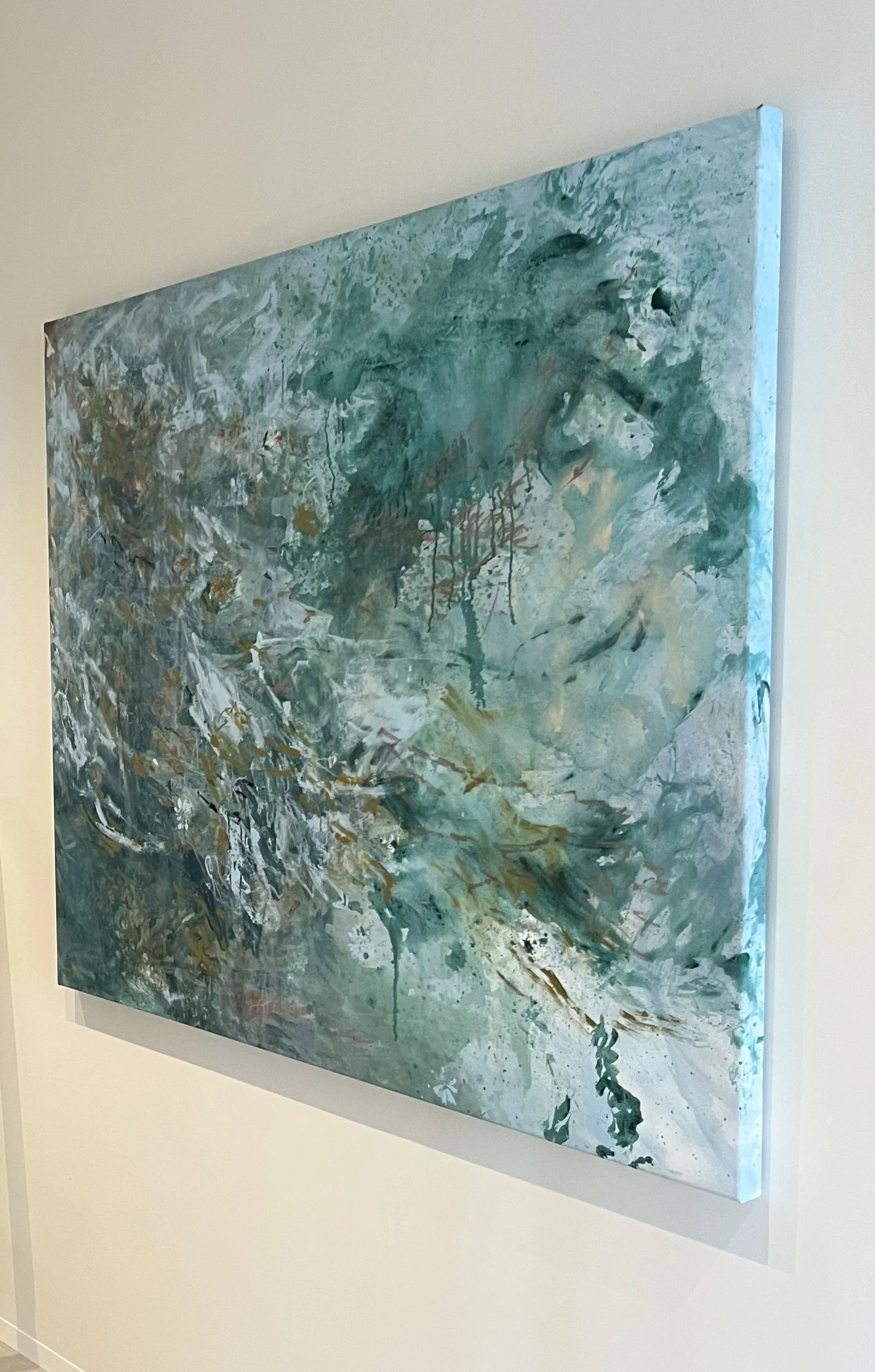 Northern Basin by Chantelle Stewart – large blue and green abstract painting 123.5 x 145cm