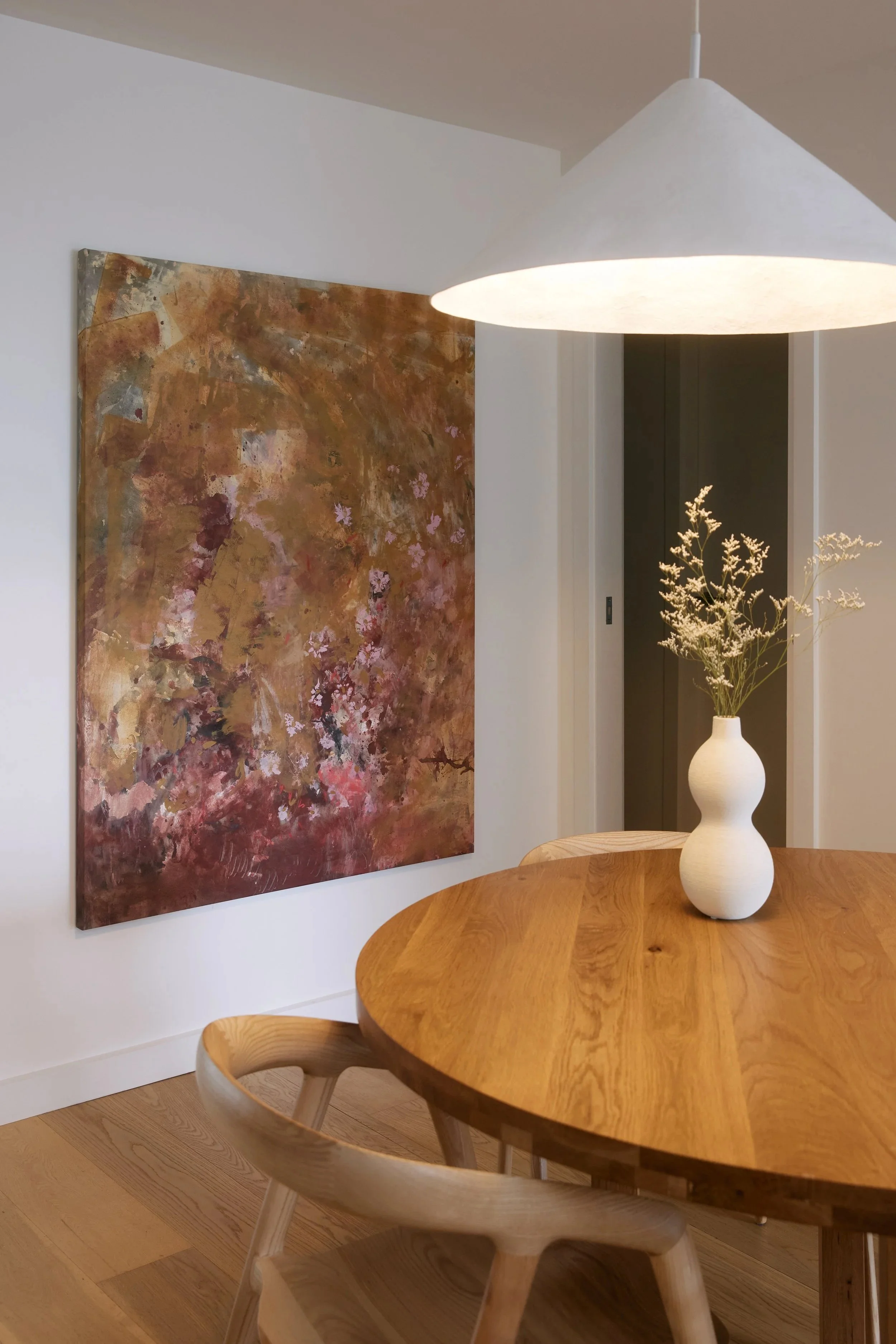 120 x 150 cm abstract landscape painting by Australian artist Chantelle Stewart, acrylic and mixed media on canvas.