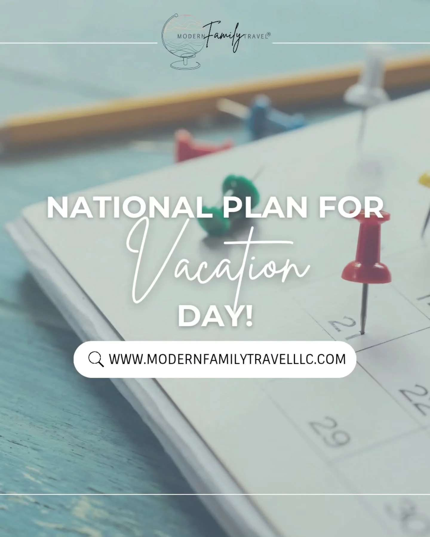 You're busy. You are playing taxi driver🚖 with your kids. Working a full time job. Keeping your house clean🧹. Remembering birthdays. 

It's. Exhausting.😮&zwj;💨

That's why we are popping in to remind you that it's National Plan for Vacation day!!