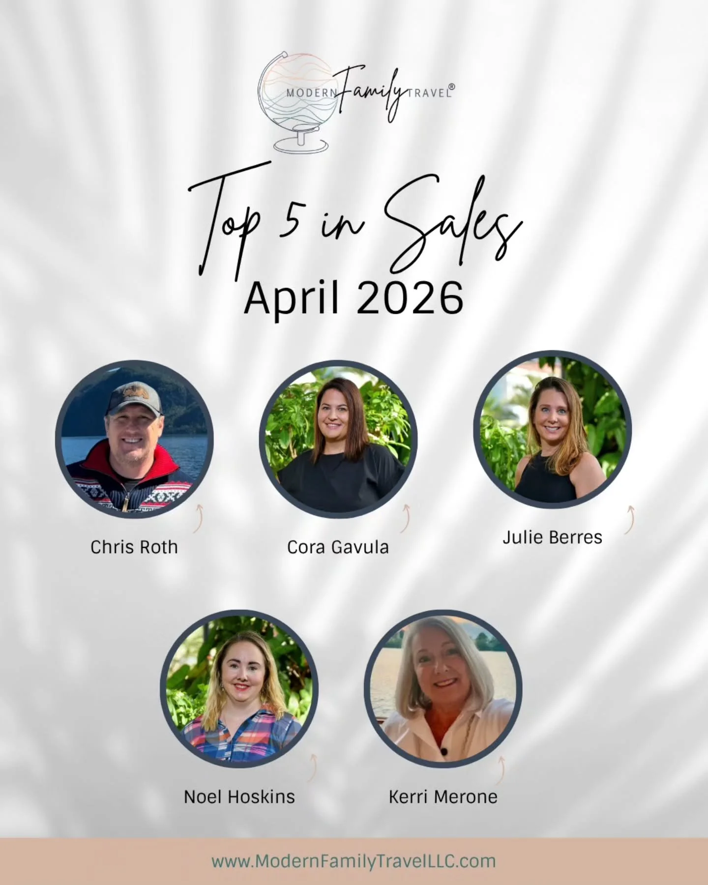 Let's take a moment to congratulate our advisors who made Top 5 in Sales for April! 🎉🎉🎉

River cruising, ocean cruising, custom Europe itineraries, and guided tours are just some of the types of travel that made up the trips these advisors helped 