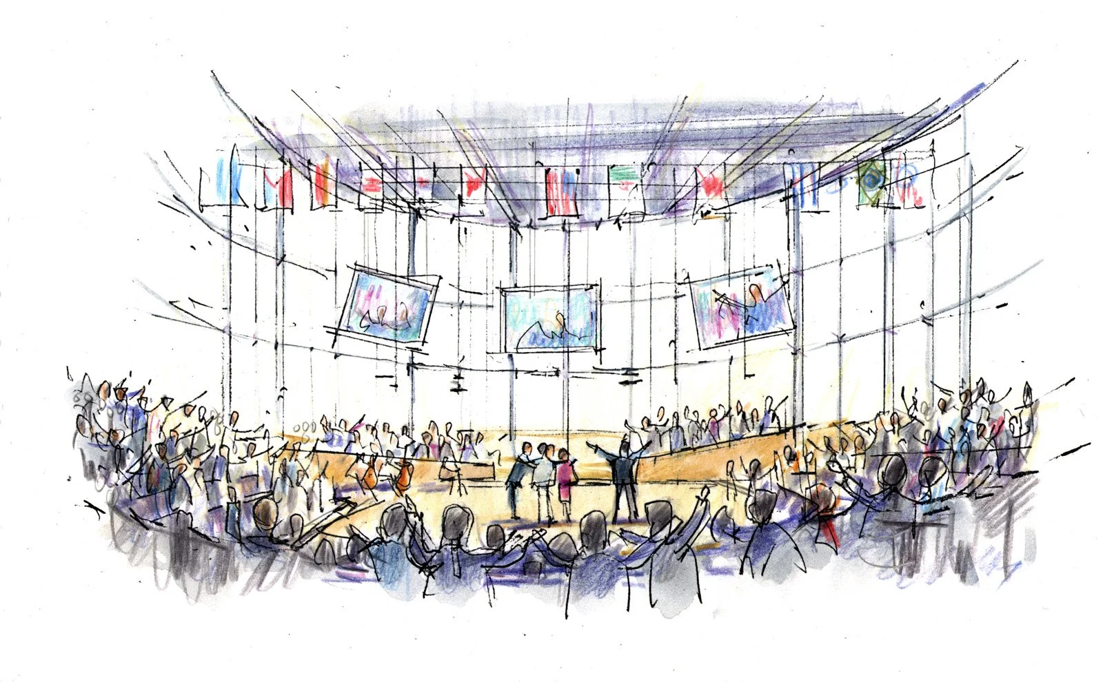 The new campus program would provide a 1200-seat sanctuary, children’s church, television and media production center, offices, school, nursery, daycare, gymnasium, and youth center.