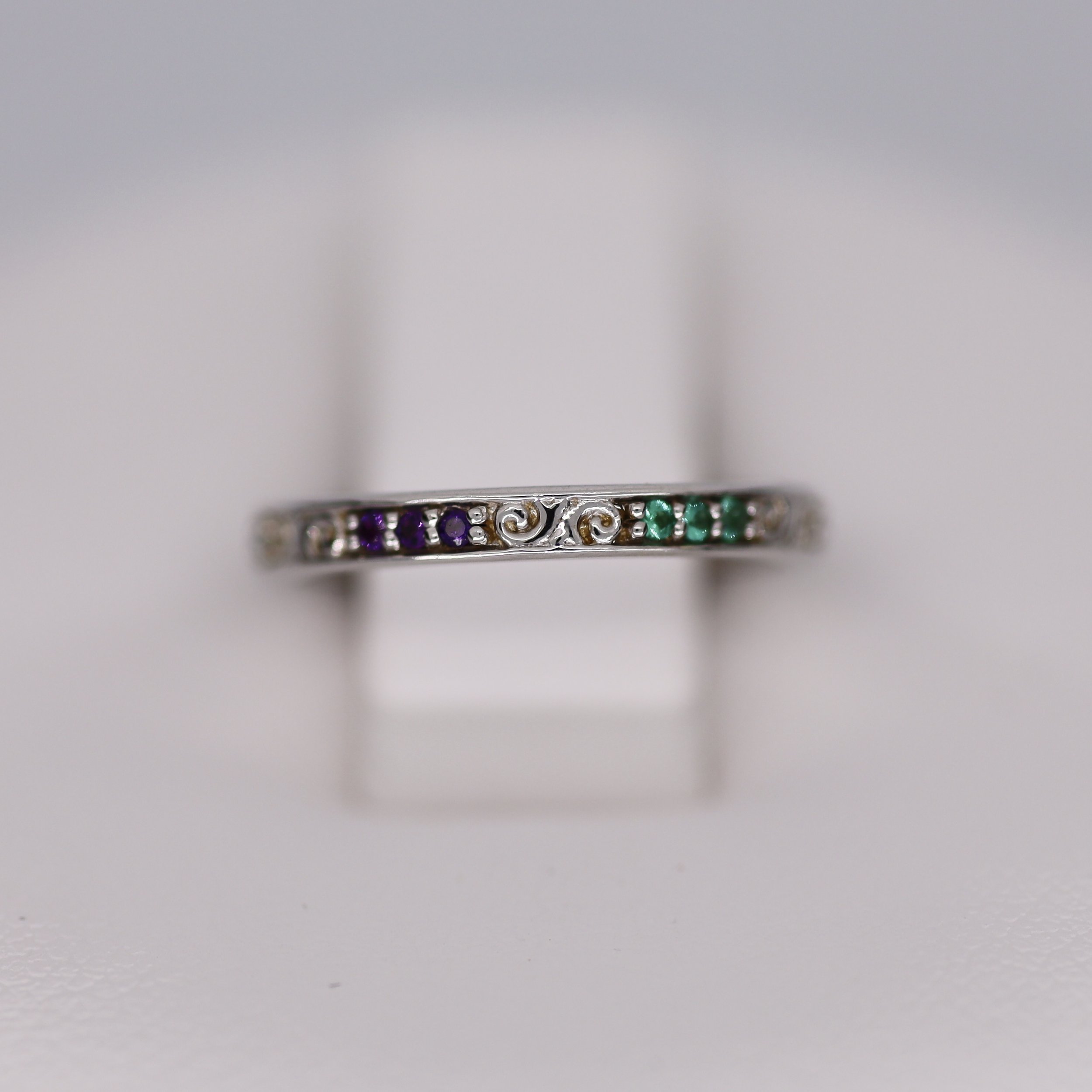 Genuine Amethyst Ring - Purple Half Eternity Ring - Vintage Stackable –  Adina Stone Jewelry