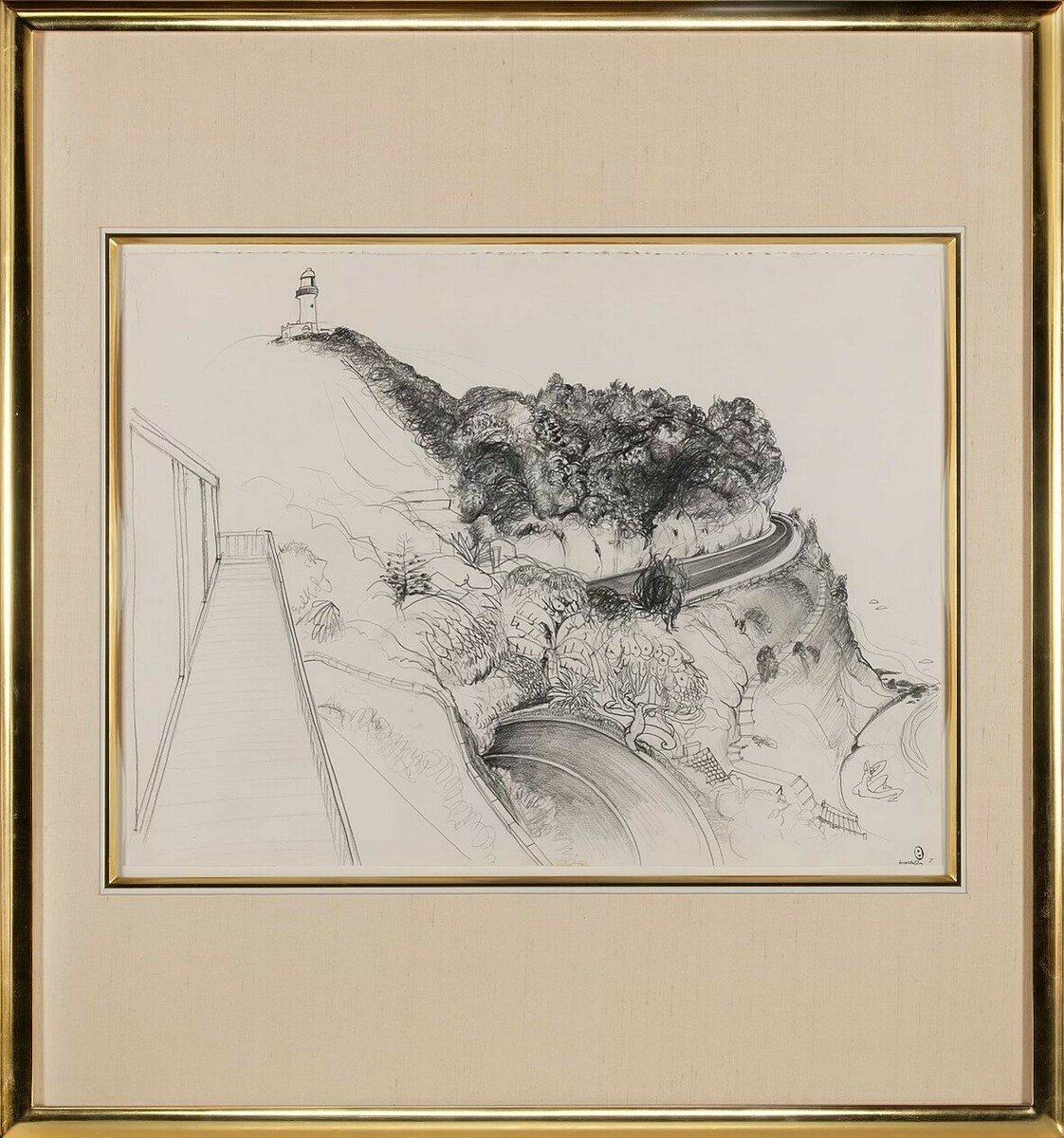 Wategos Beach, Holiday Suite 7 by Brett Whiteley, 1989. Pencil on paper, 55 x 73 cm.