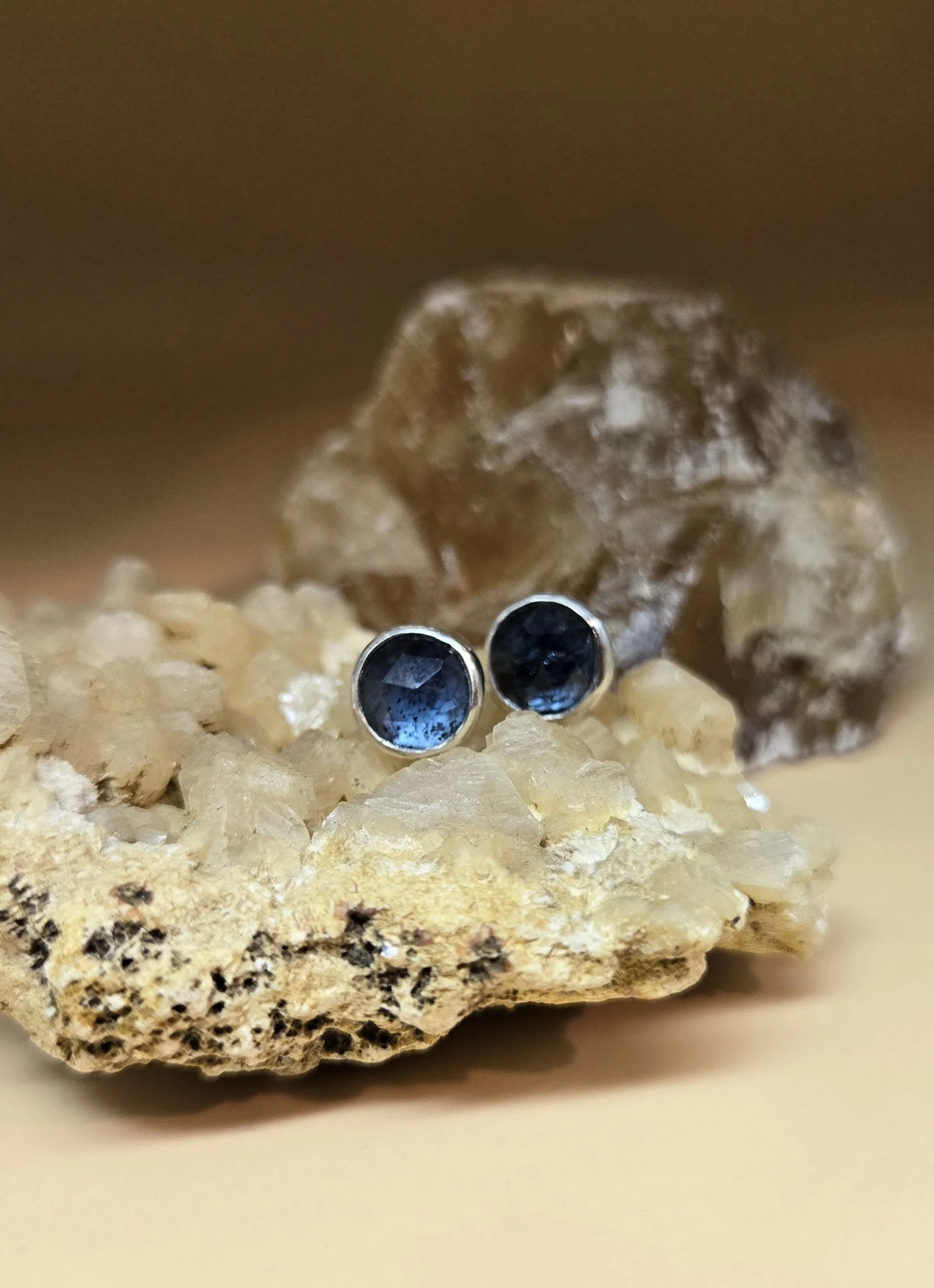 Rosecut Kyanite and Sterling Silver Studs