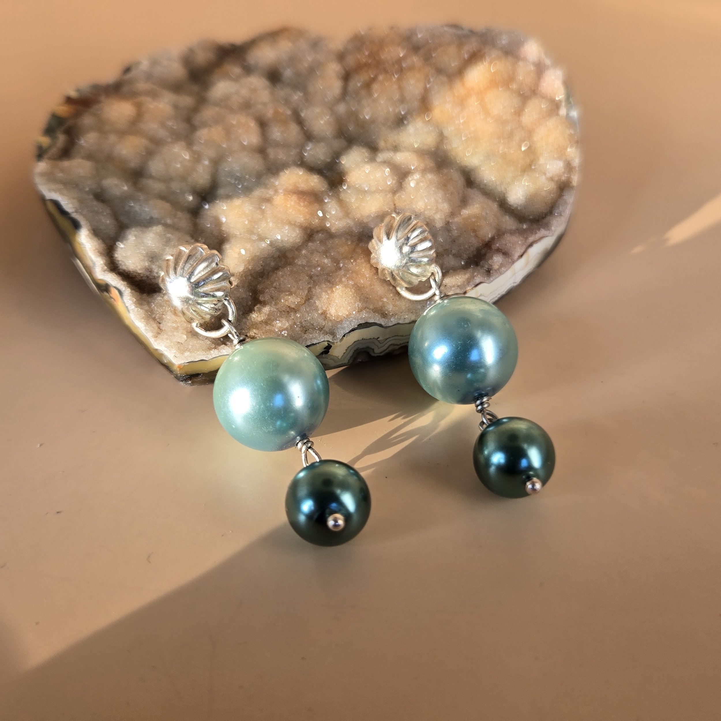 Vintage Pearl and Recycled Sterling Silver Earrings