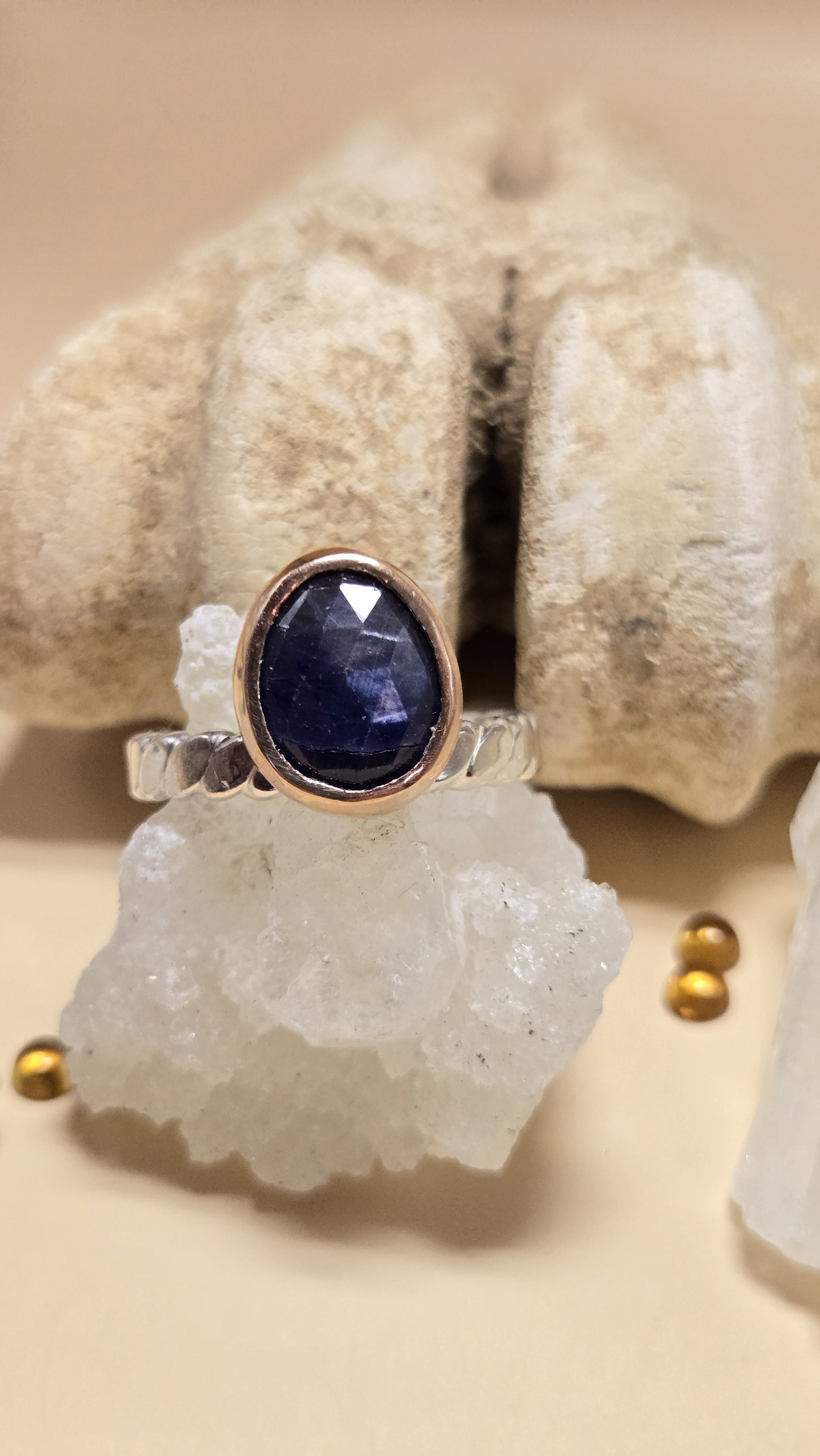 Rose Gold and Sapphire Sterling Silver Ring